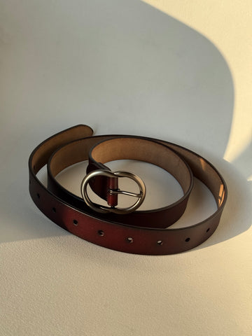 Michael Classic Gunmetal Belt In Chocolate Brown