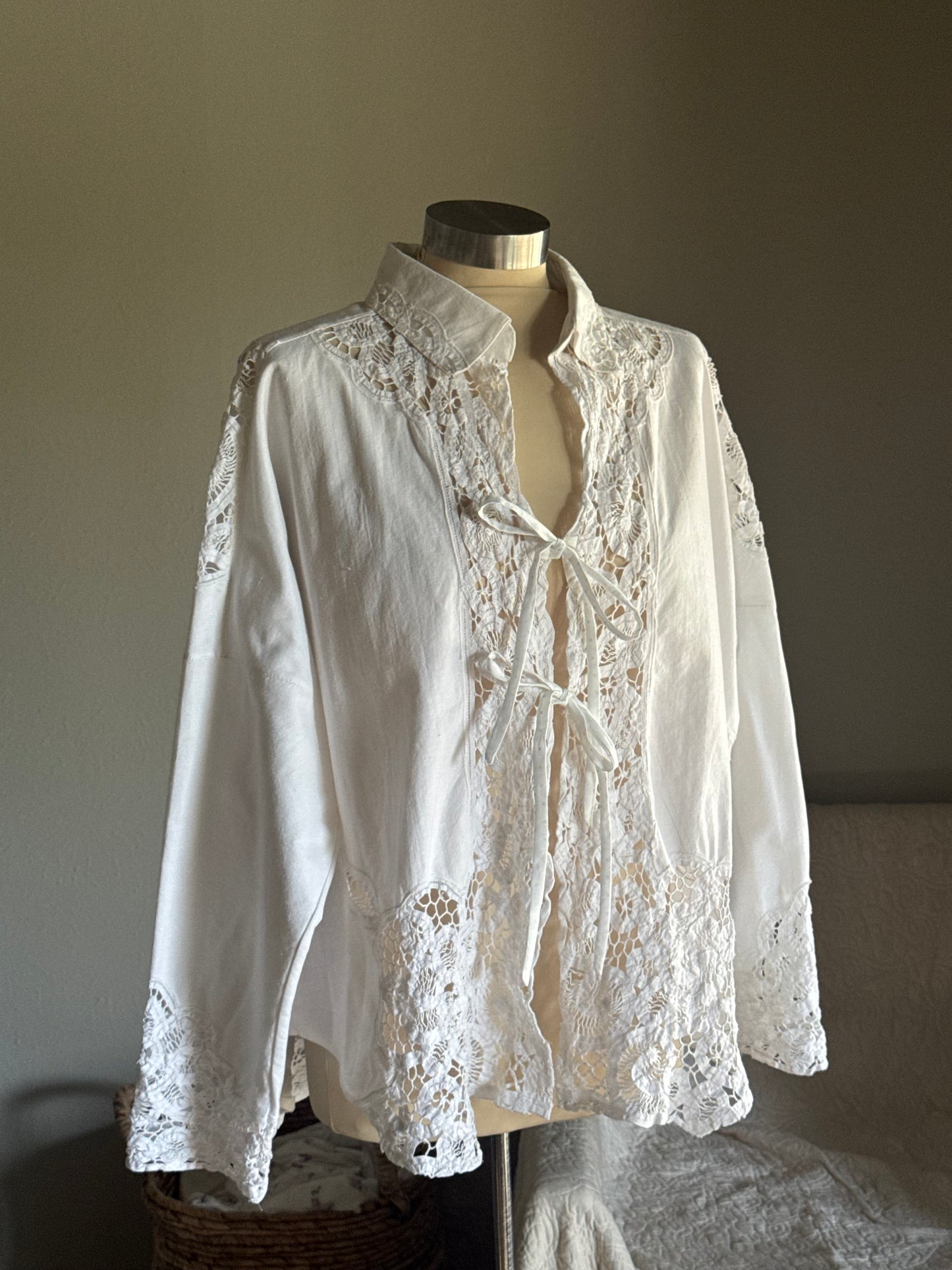 Ladell Handcrafted Vintage Tie Front Shacket