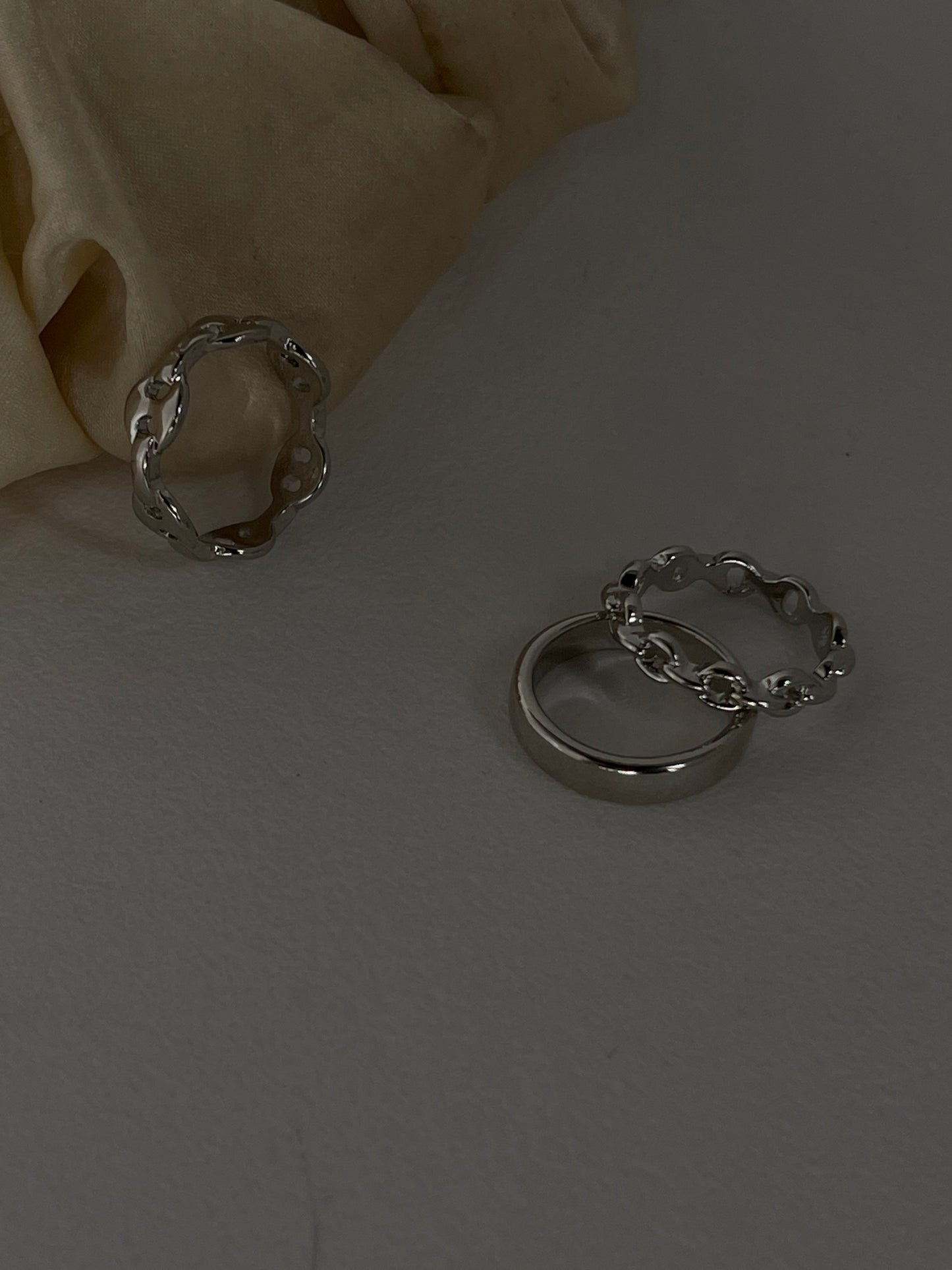 Caleb Links & Band Ring Set In Silver