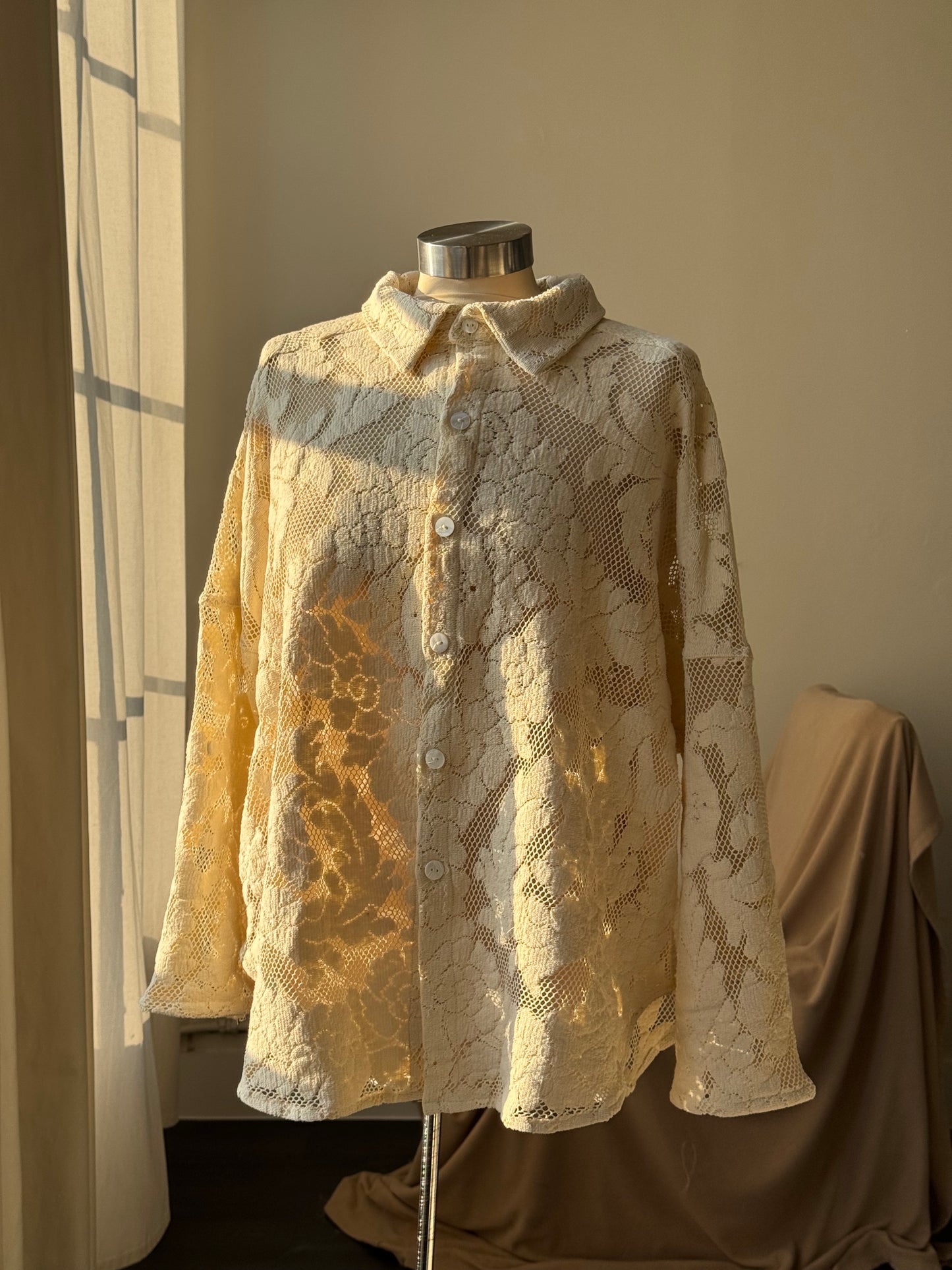 Ladell Handcrafted Vintage Shacket In Vanilla