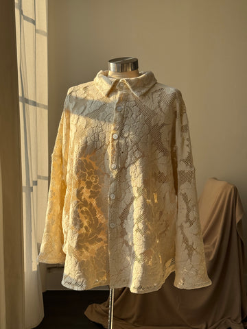 Ladell Handcrafted Vintage Shacket In Vanilla
