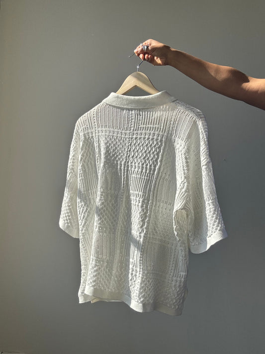 Magnus Cotton Short Sleeve Button Down In White