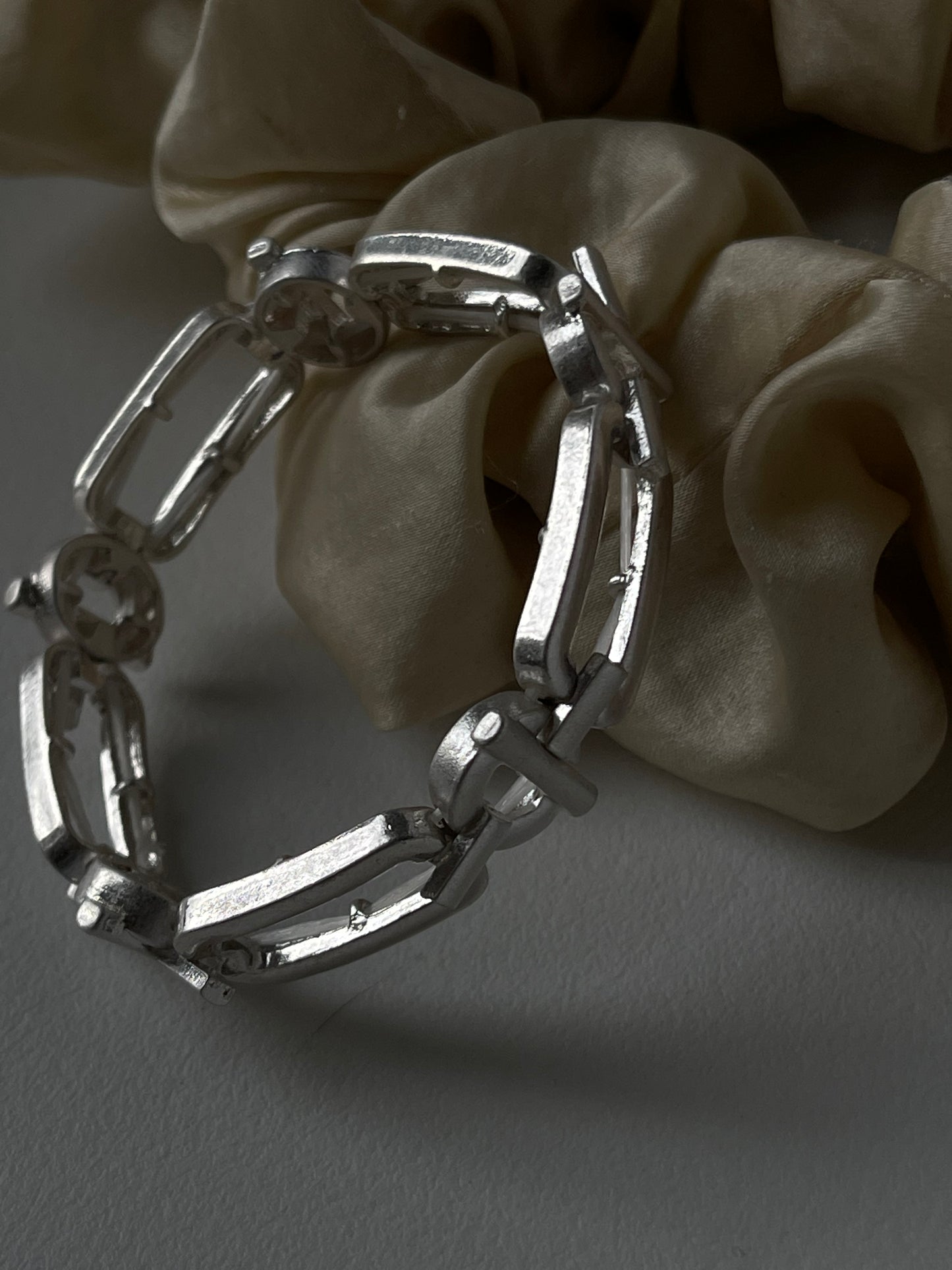 Brooke Link & Toggle Bracelet In Matte Silver