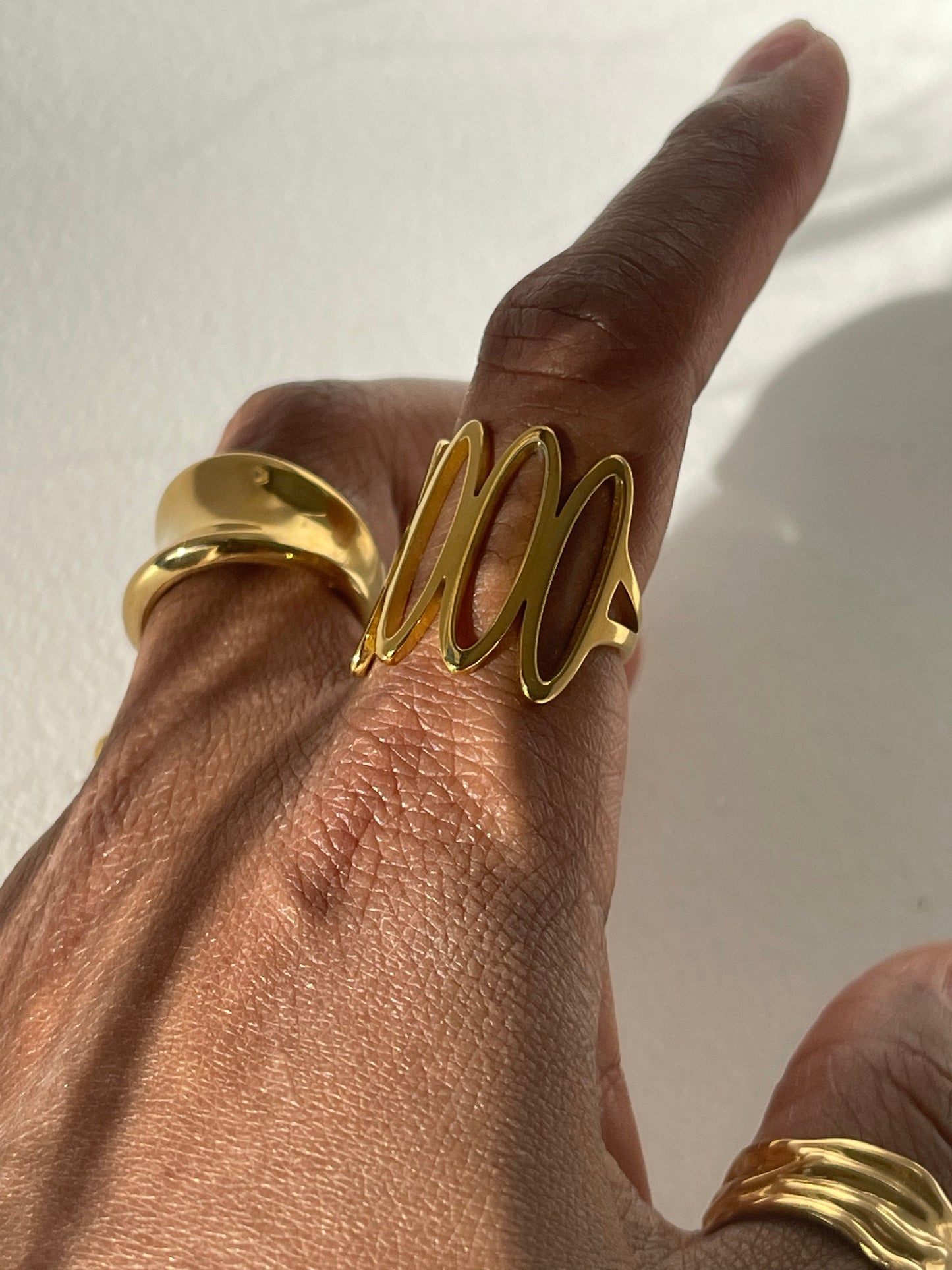 Gated Stainless Steel Ring In 18k Gold Plated