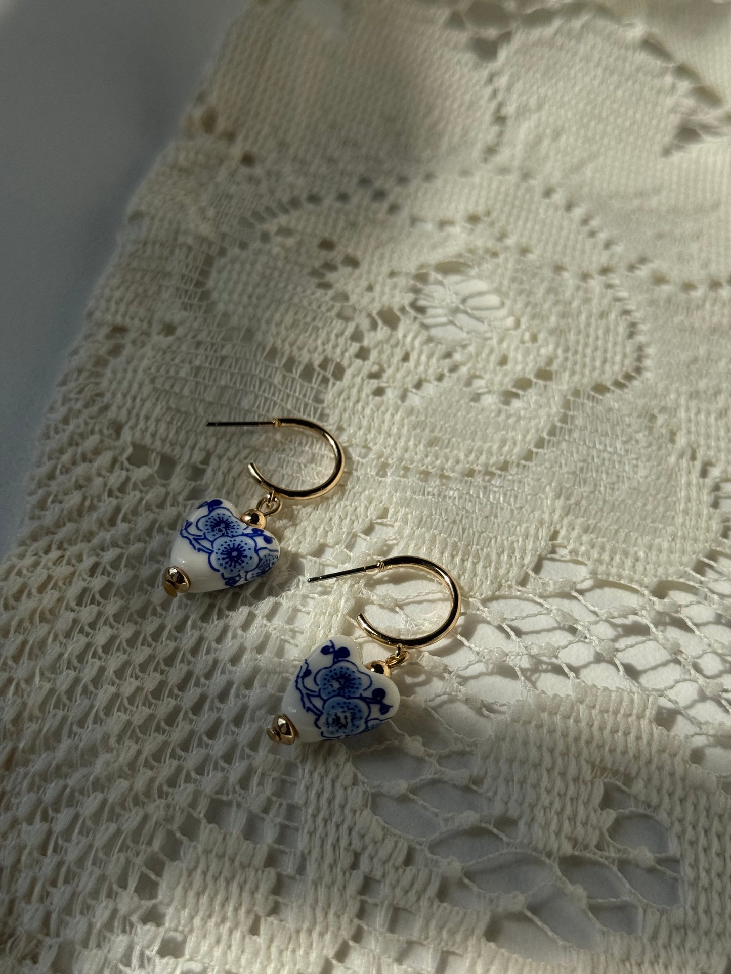 Chelsea China Glass Charm Drop Hoop Earring