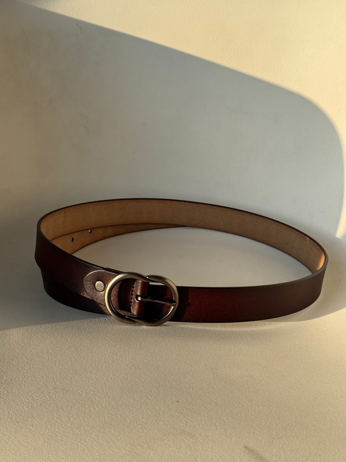 Michael Classic Gunmetal Belt In Chocolate Brown