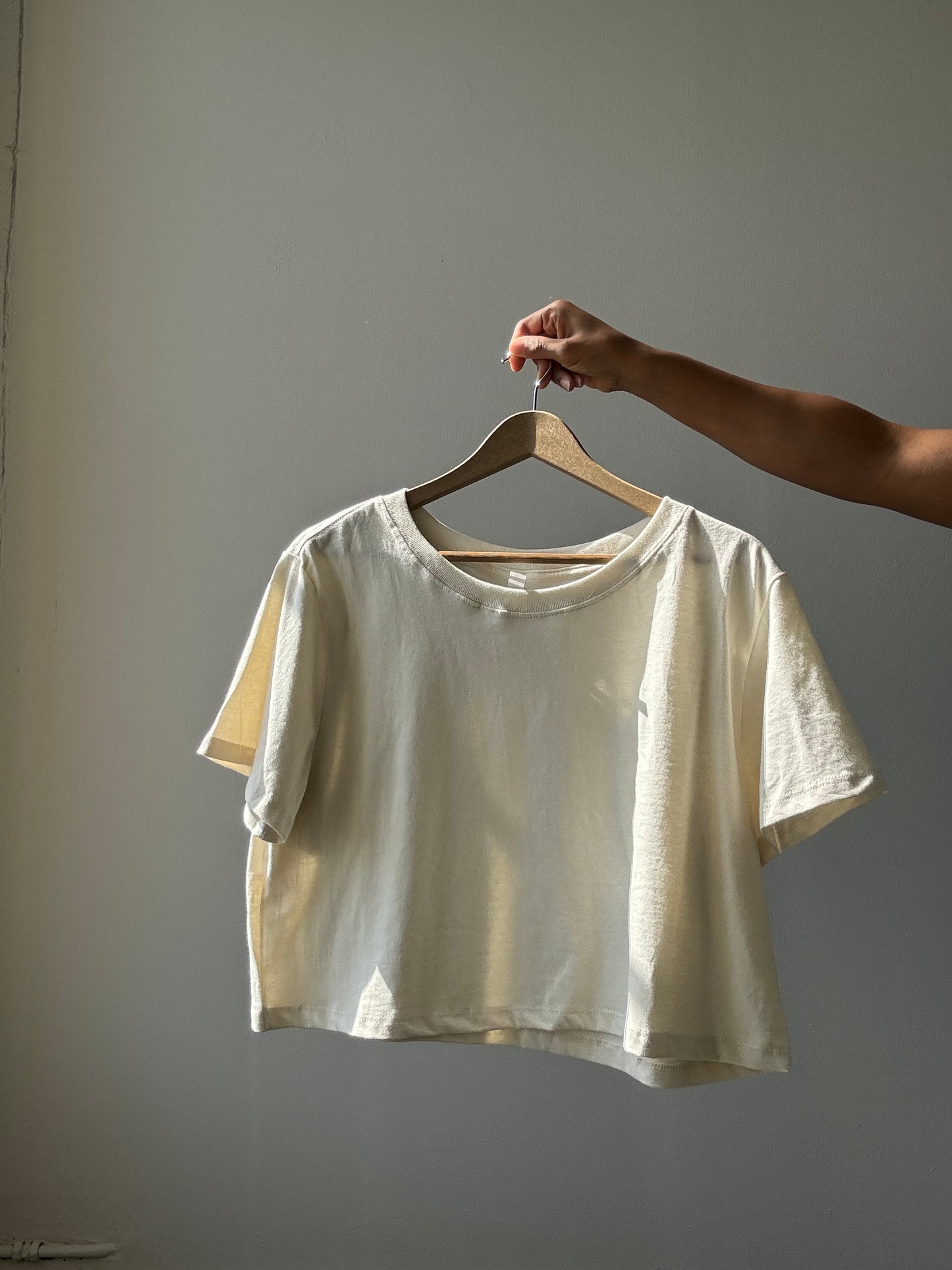 Dylan Classic Cotton Crop Tee In Cream