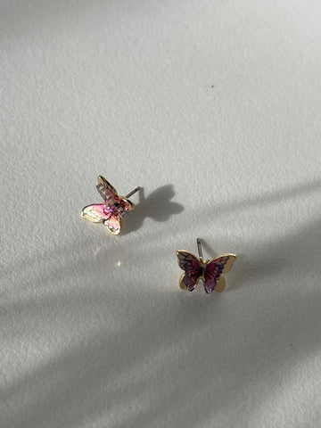 Bianca 3D Butterfly Stud Earring In Violet 