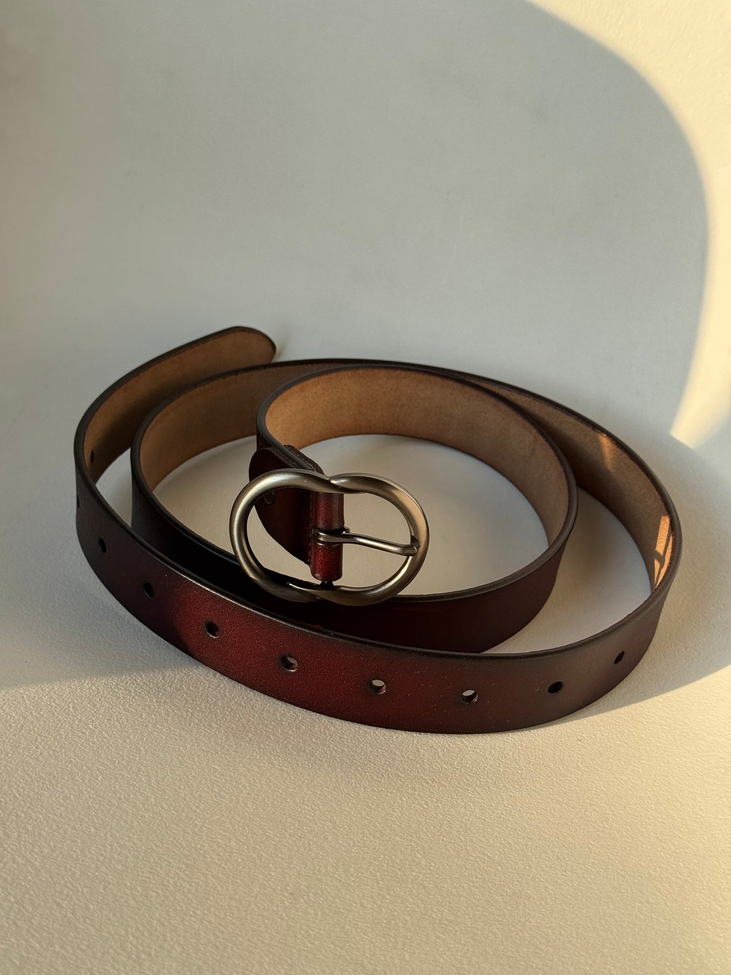 Michael Classic Gunmetal Belt In Chocolate Brown