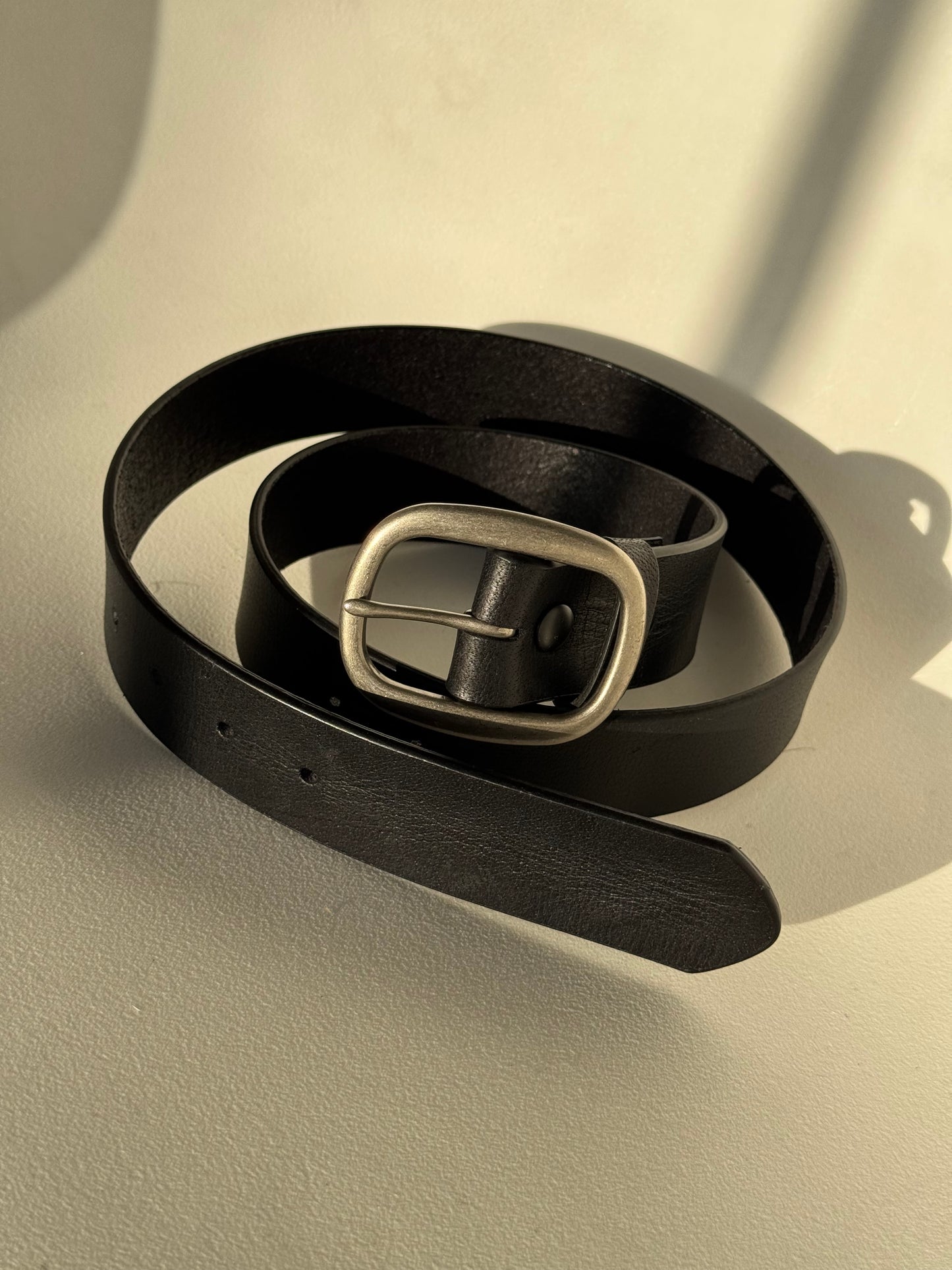Grant Genuine Leather Classic Snap Belt In Black & Matte Silver