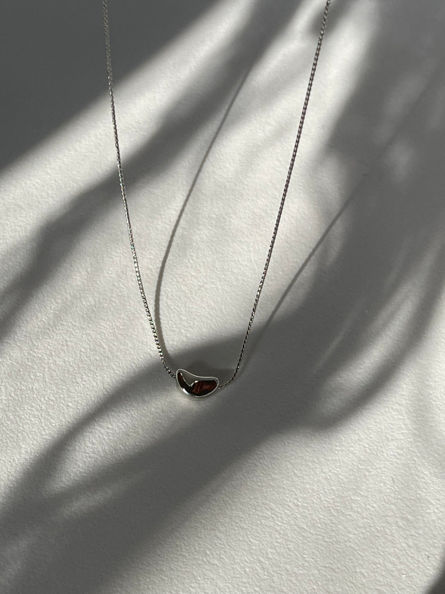 Crescent White Gold Dipped Nugget Mini Statement Necklace In Silver