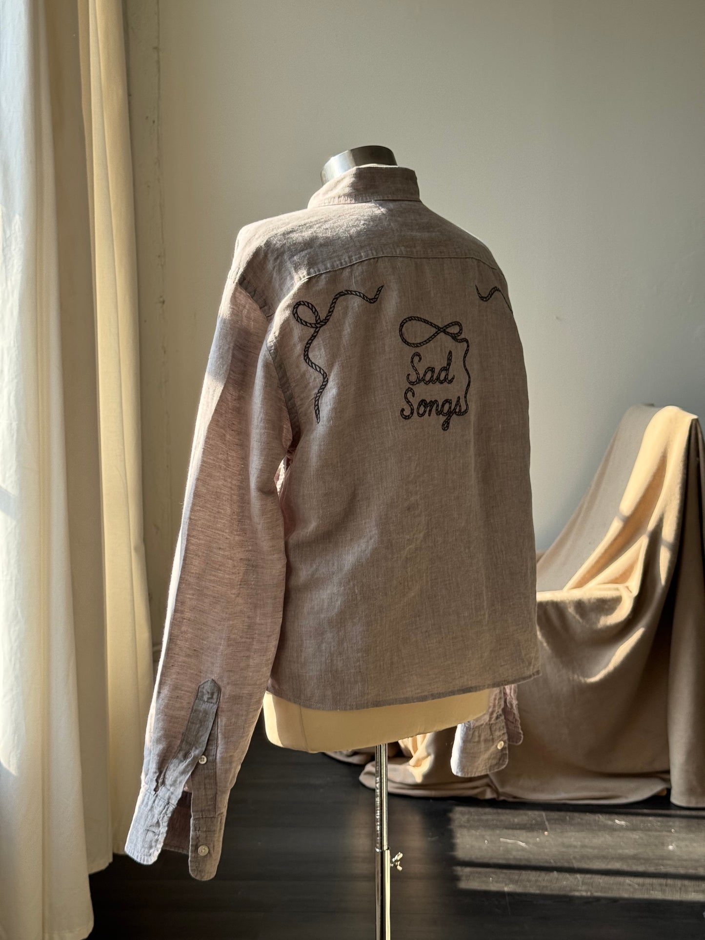 Judy Handcrafted Sad Songs Utility Shirt In Smoke