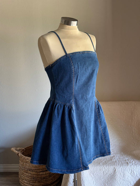 Savanna Classic Cotton Denim Dress In Deep Indigo