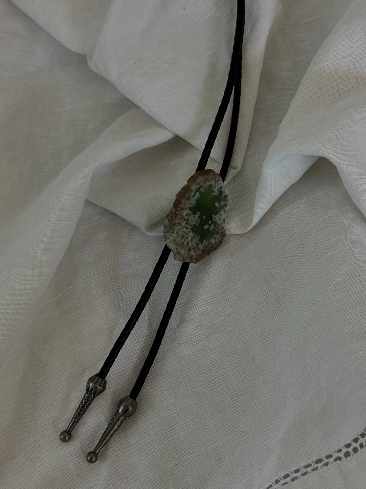 Handcrafted Agate Bolo Tie In Desert Green