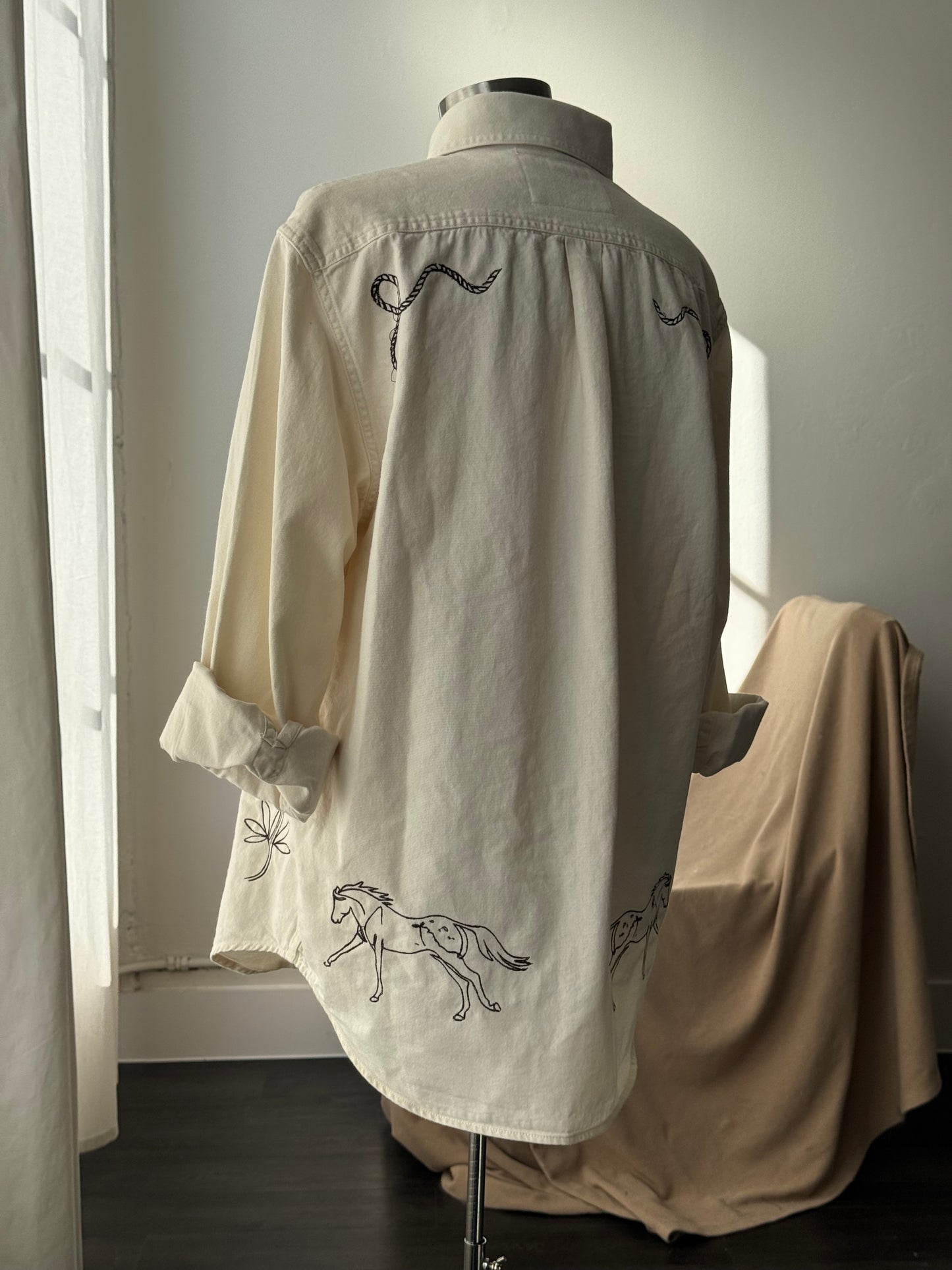 Jaxson Handcrafted Embroidered Shacket In Cream