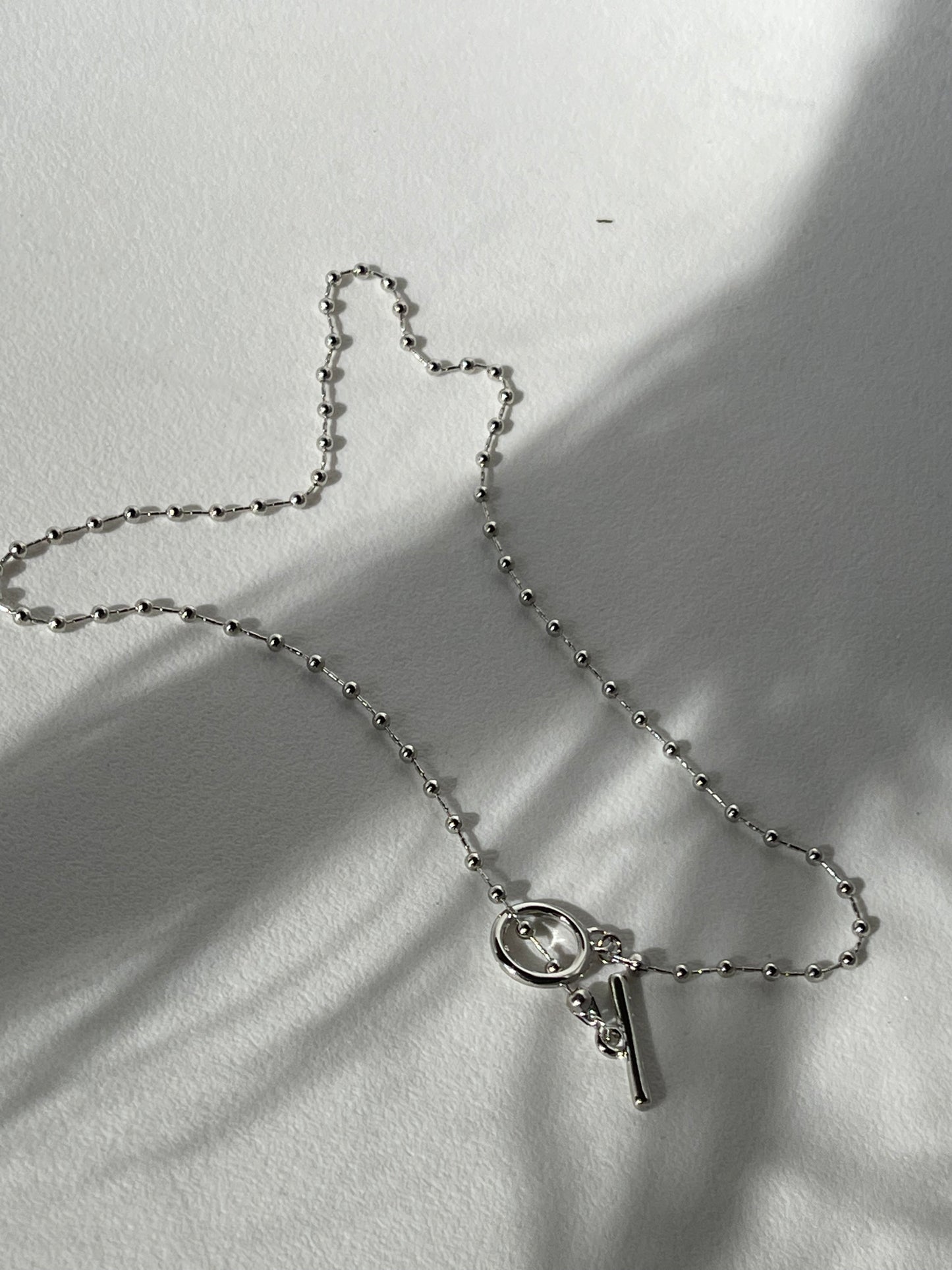 Tarry 14K White Gold Dipped Toggle Bead Necklace In Silver