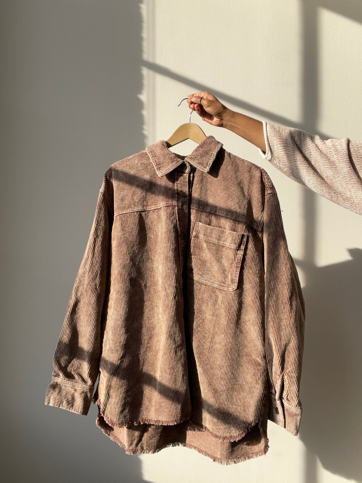 Kimberly Cotton Corduroy Shacket In Acid Brown