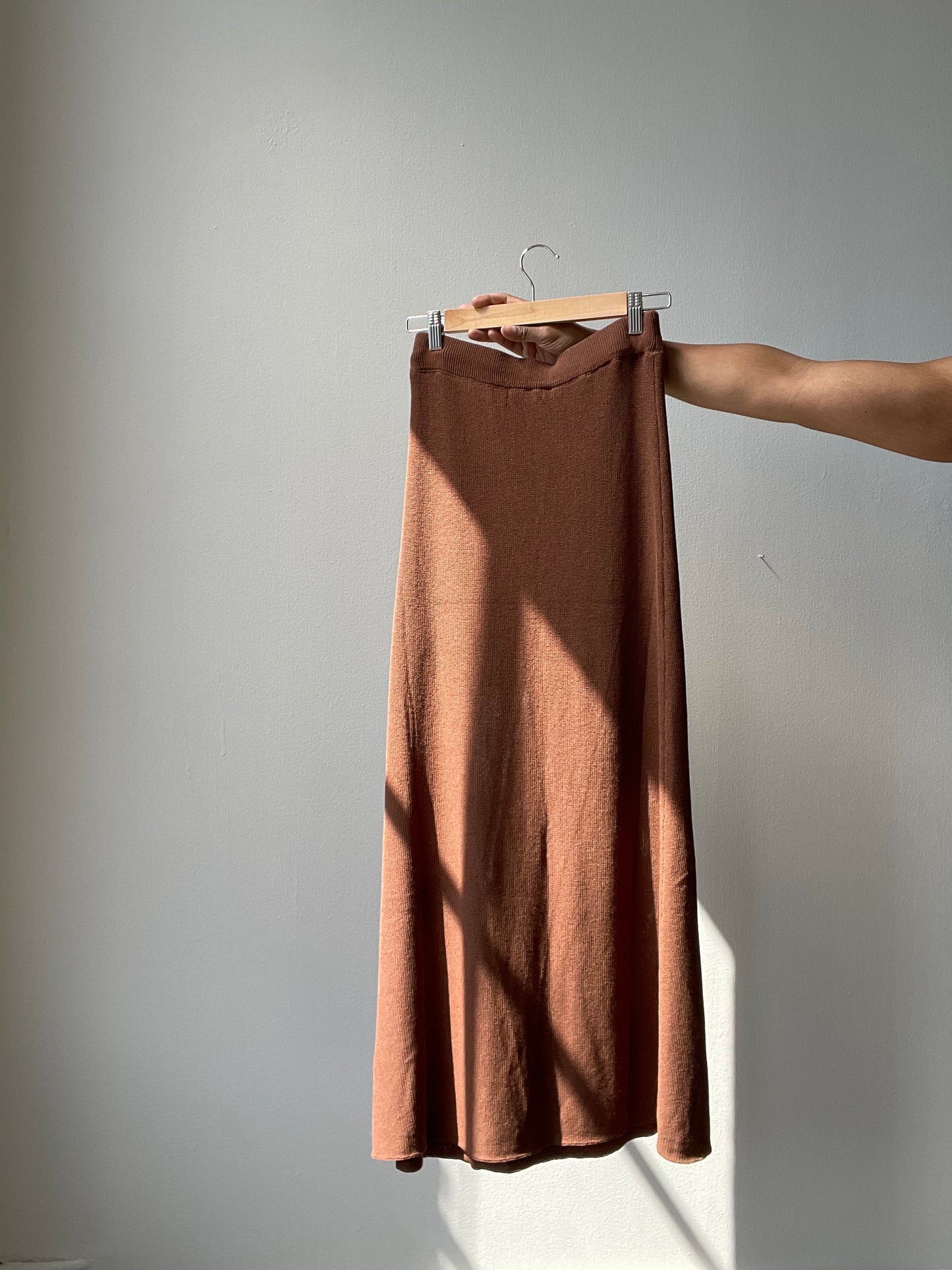 Audrey Knit Maxi Skirt In Chocolate Brown