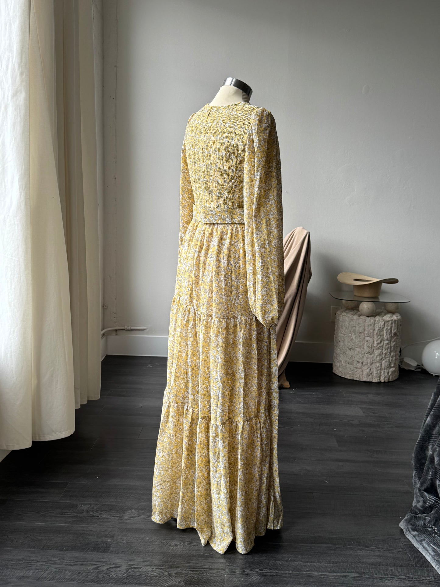 Melissa Floral Belted Maxi Dress In Blonde