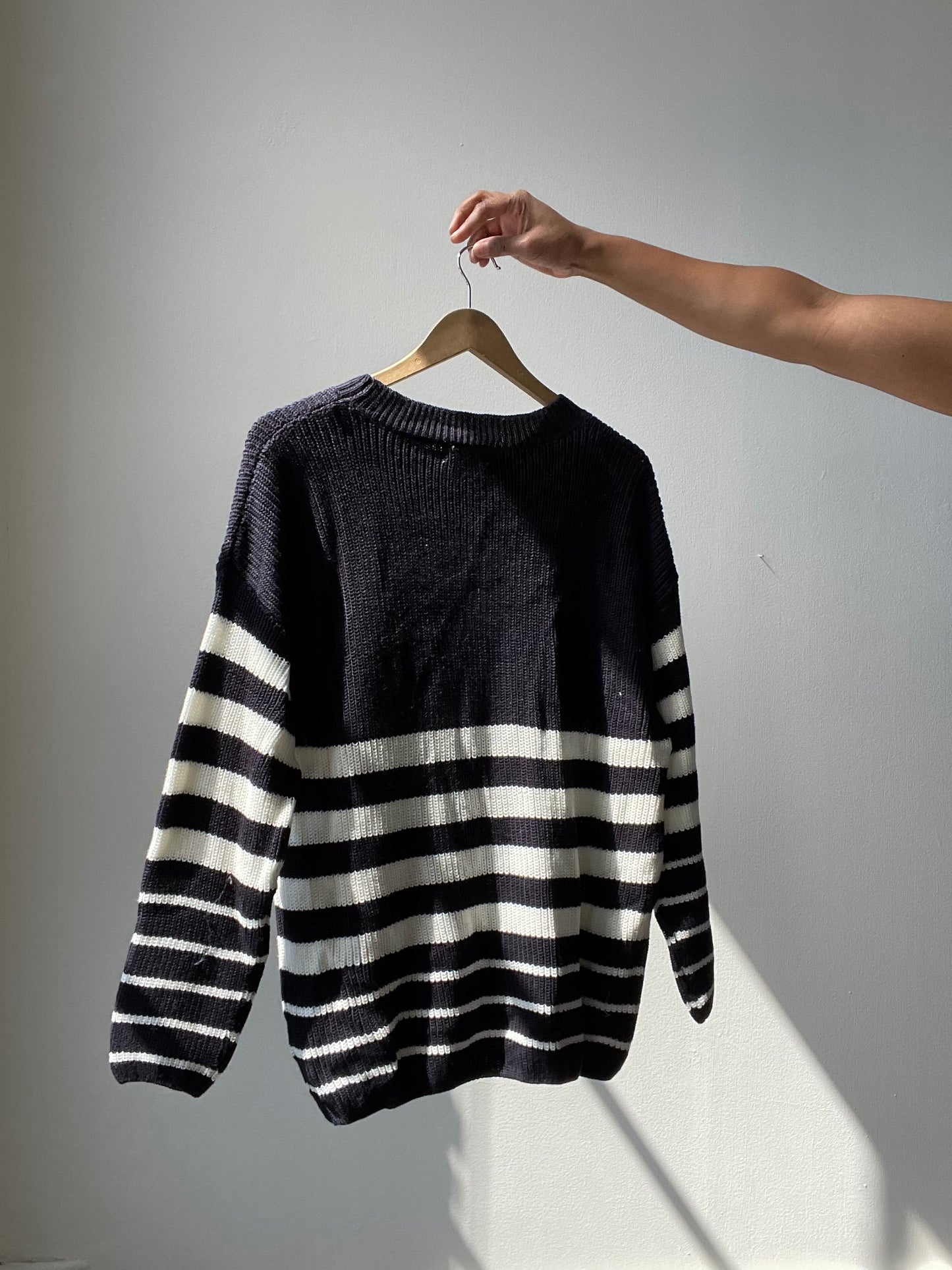 Rowlett Cotton Oversized Striped Sweater In Navy