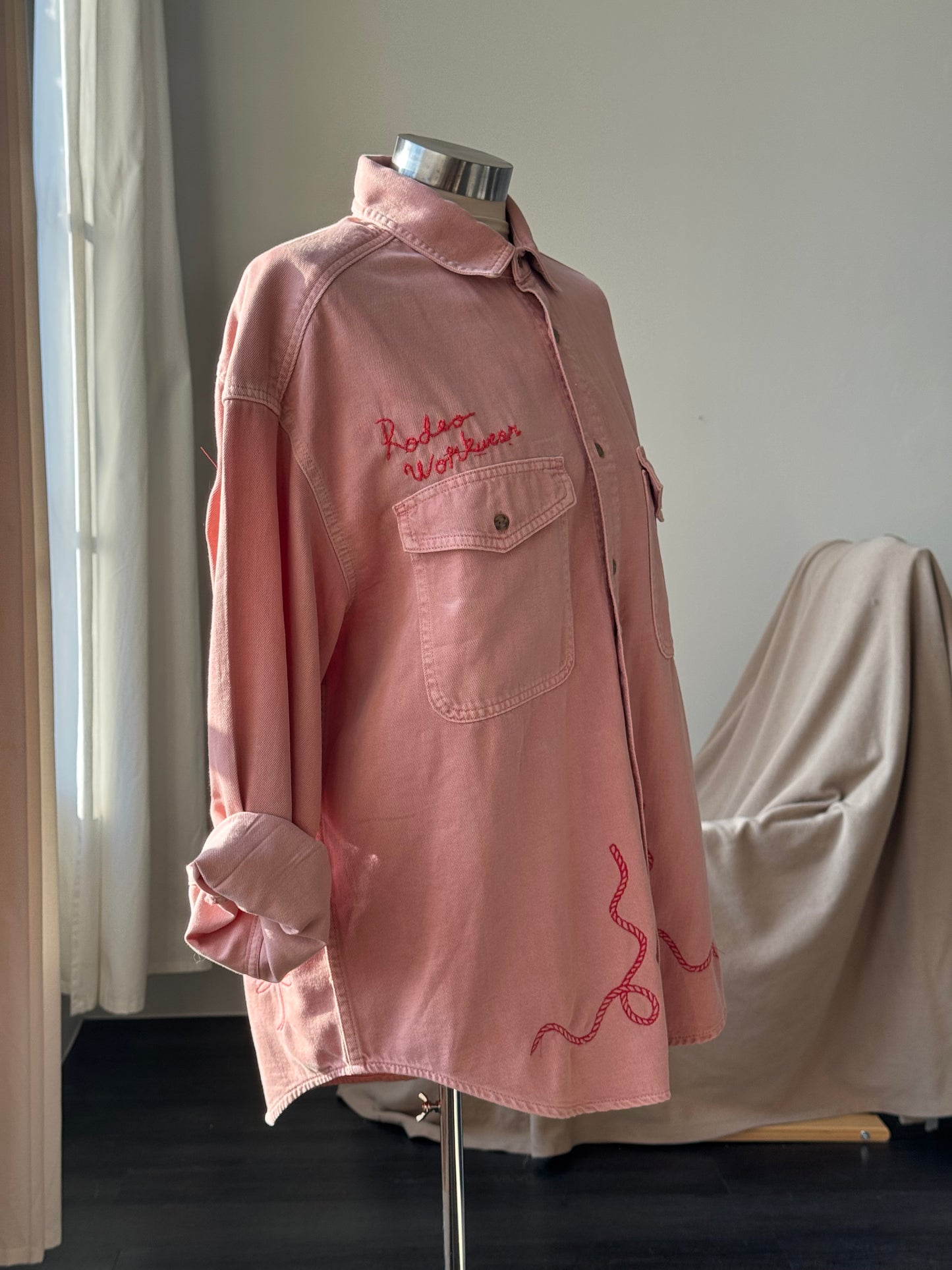 Jaxson Handcrafted Embroidered Rodeo Workwear Shacket