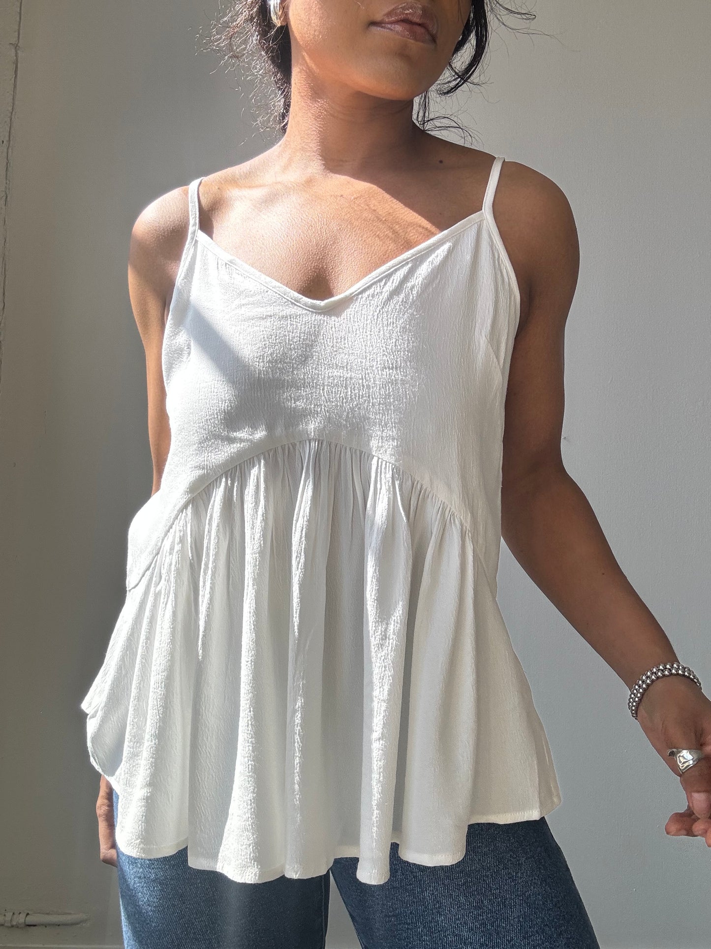 Sydney Cotton Open Back Cami In White