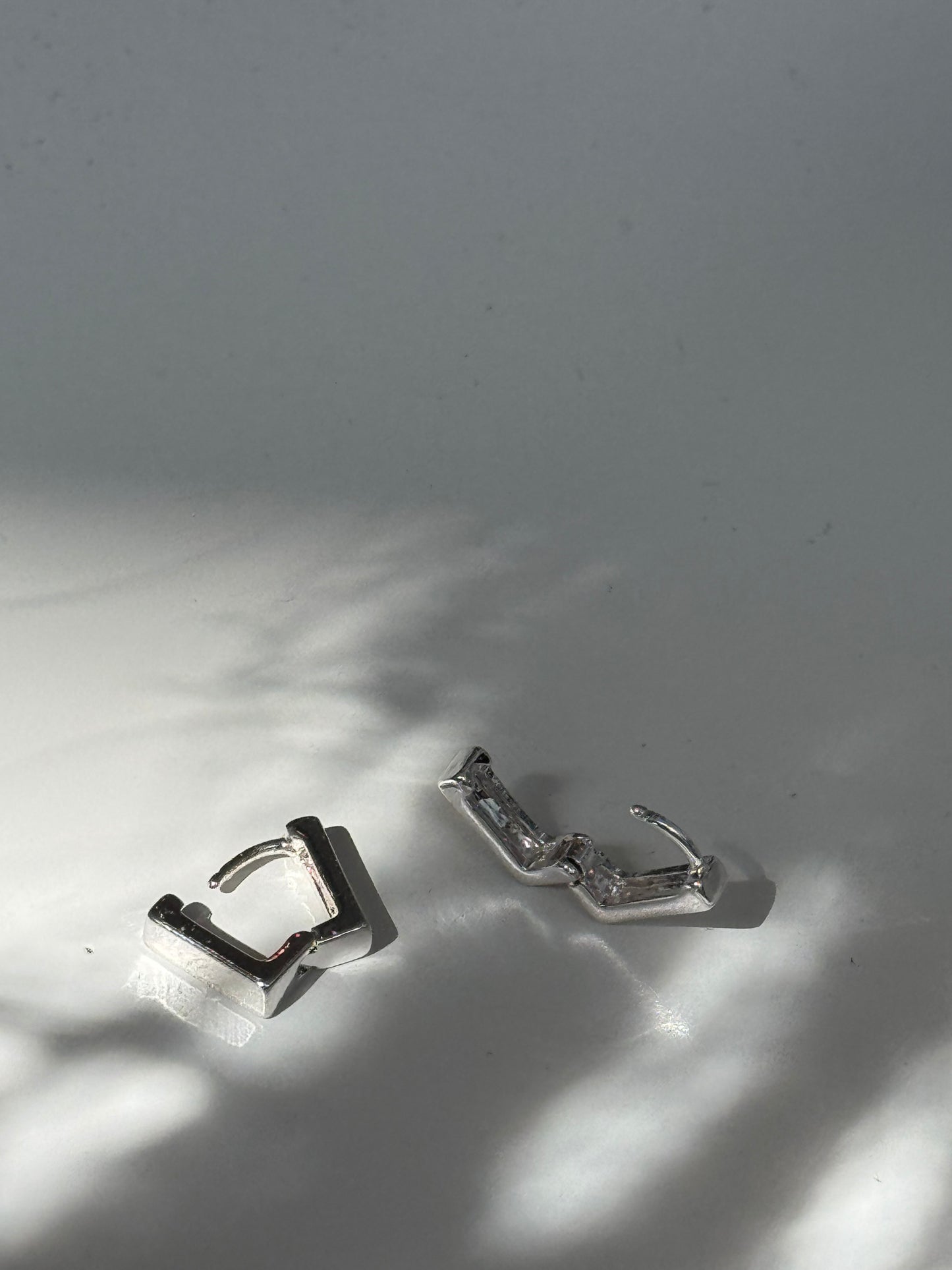 Hinged Mini Square Hug Earring In Silver