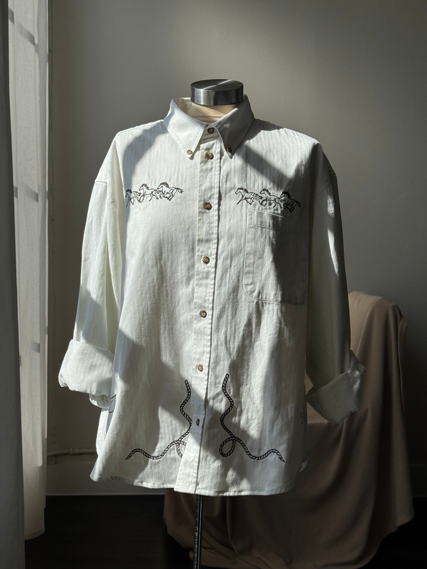 Jaxson Handcrafted Embroidered Shacket In Wild Horse