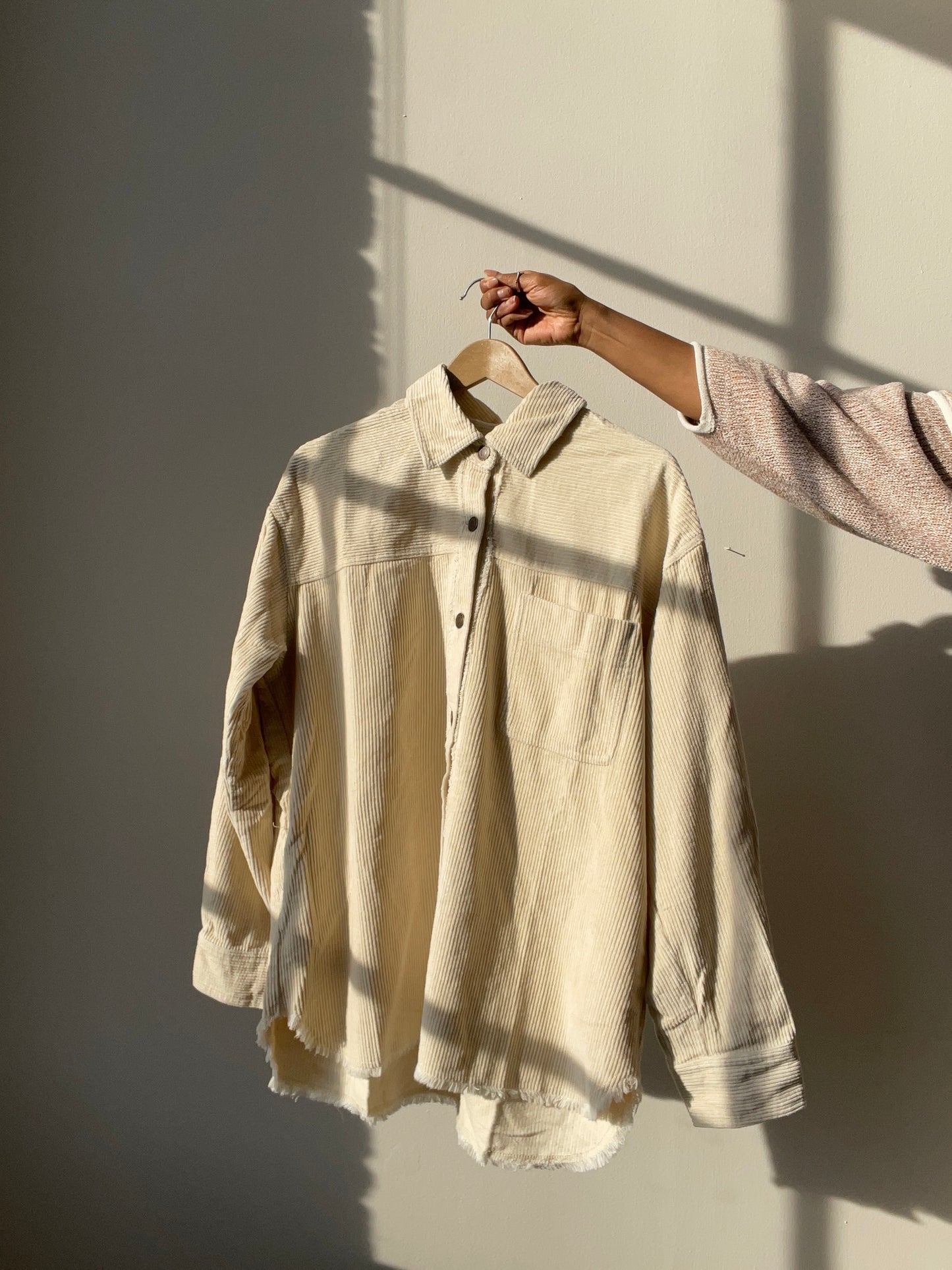 Kimberly Cotton Corduroy Shacket In Cream