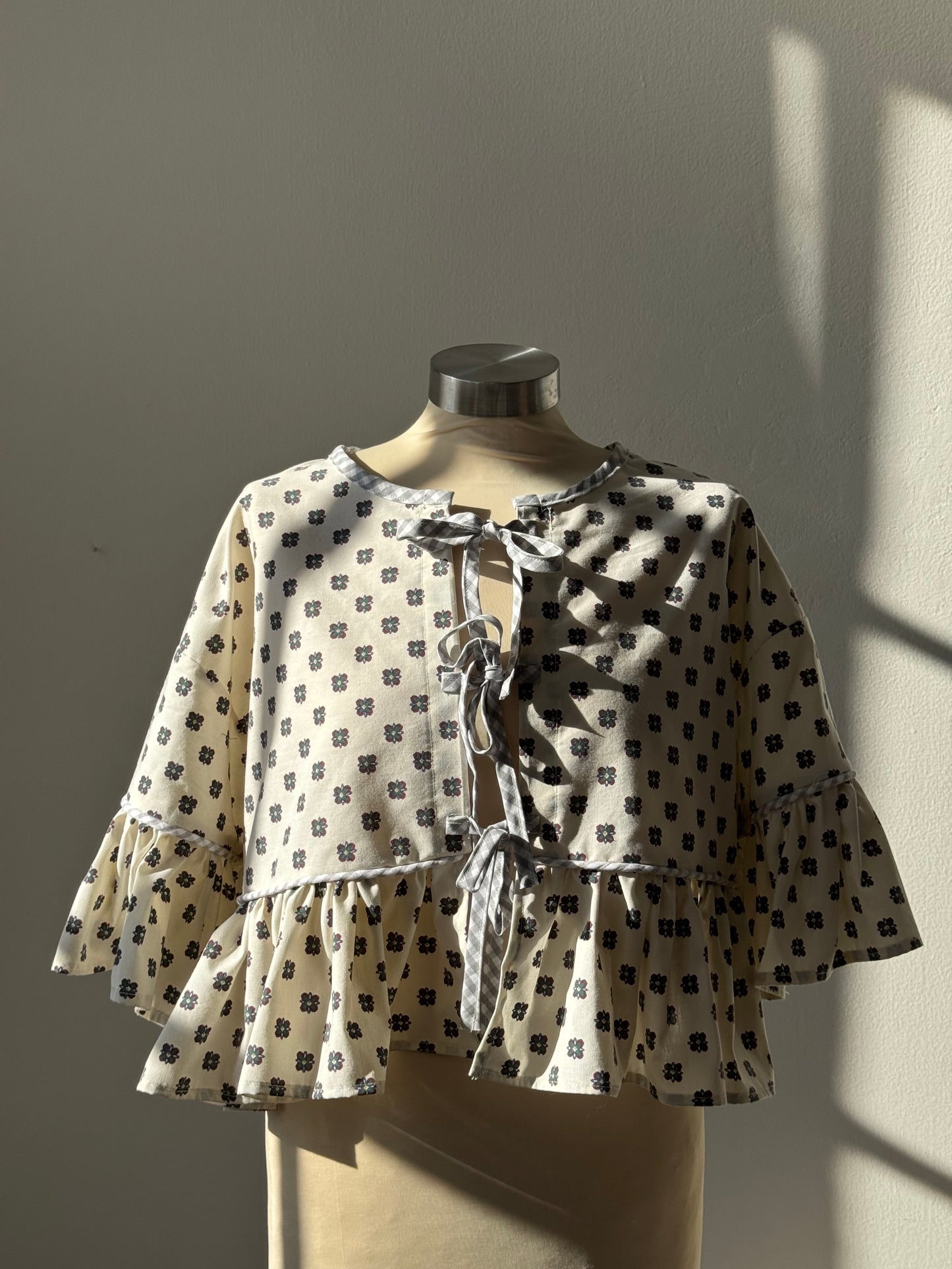 Joycie Cotton Handcrafted Ruffle Top In Vintage Ivory