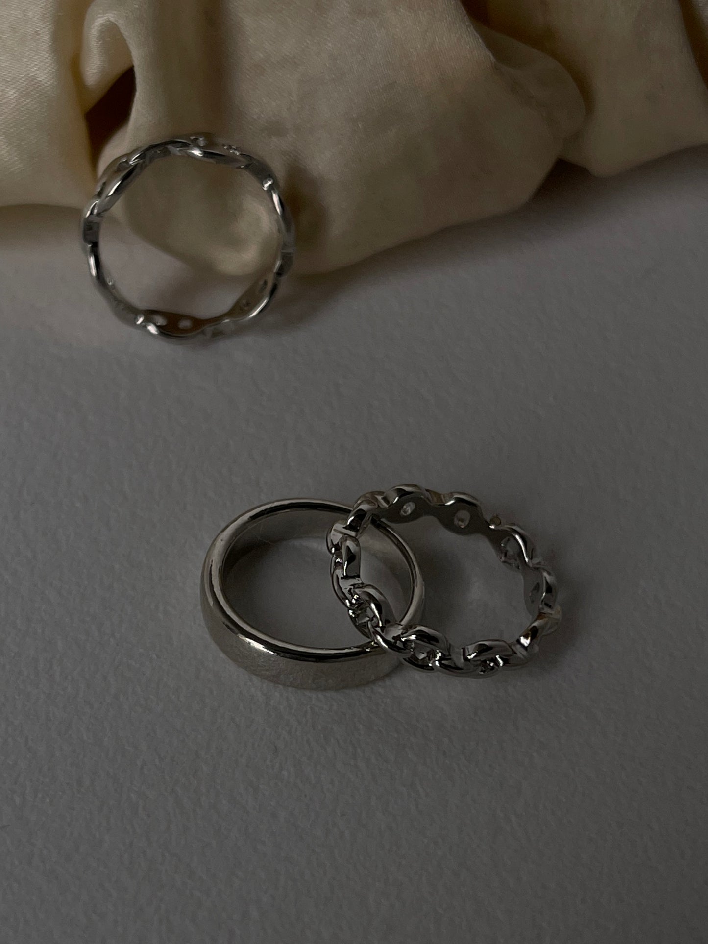 Caleb Links & Band Ring Set In Silver