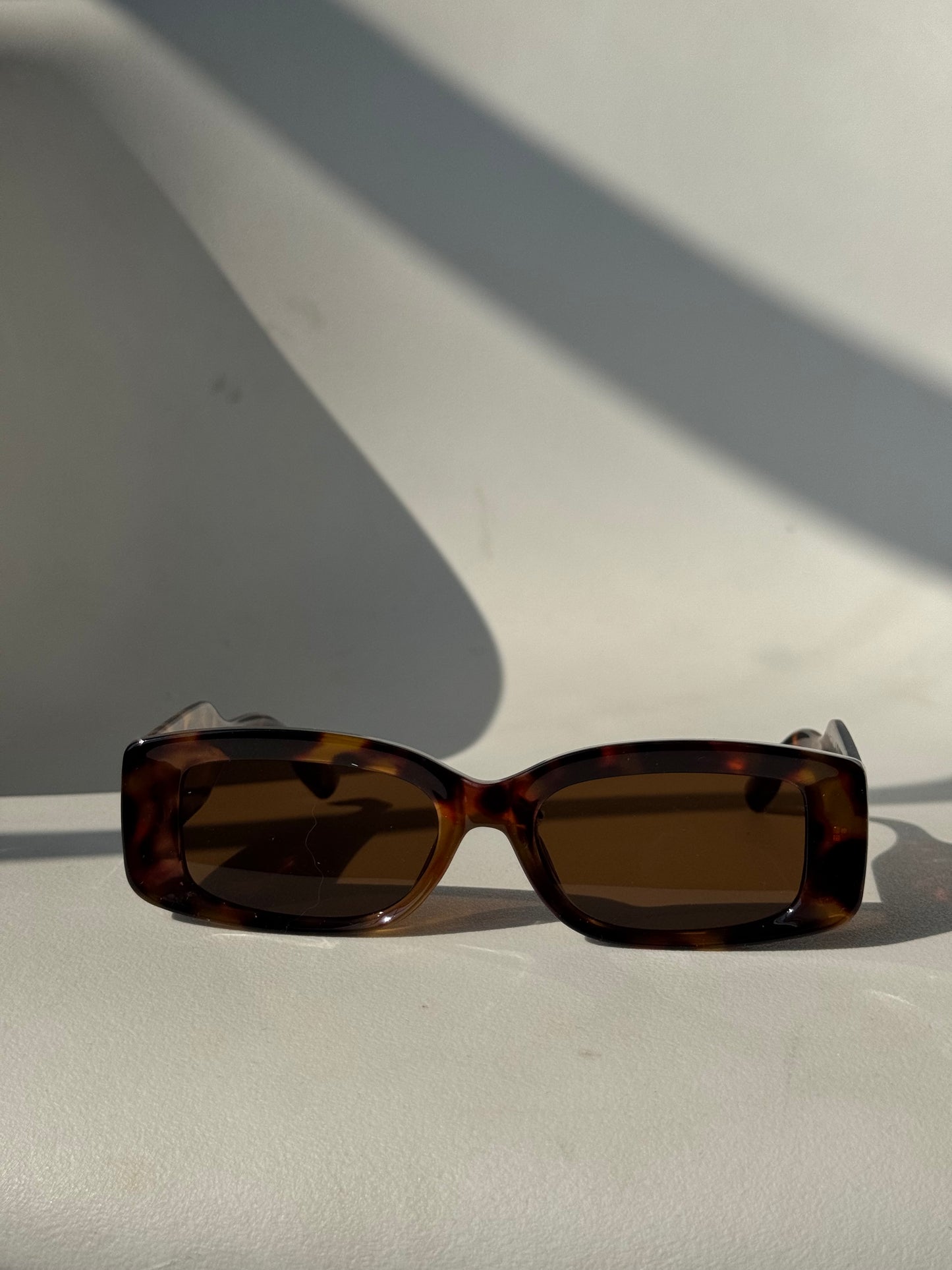 Shasta Square Double Stud Sunglasses In Tortoise