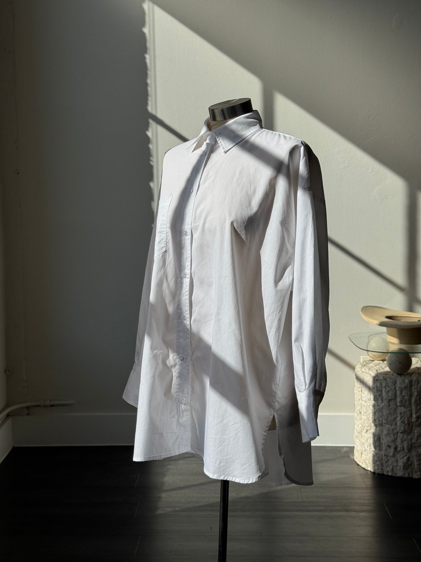 Dorothy Cotton Button Down Dad Shirt In White