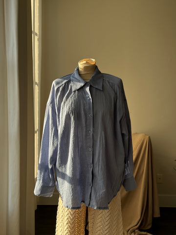 Riley Cotton Button Down In Blue