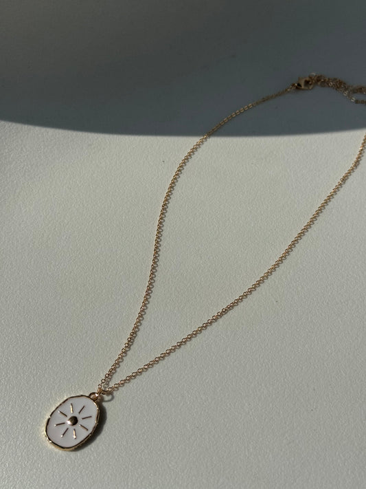 Organic Gold Rim Texas Sun Necklace In Ivory Gold