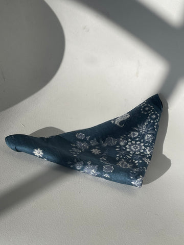 Coraline Ultra Soft Floral Bandana In Vintage Blue