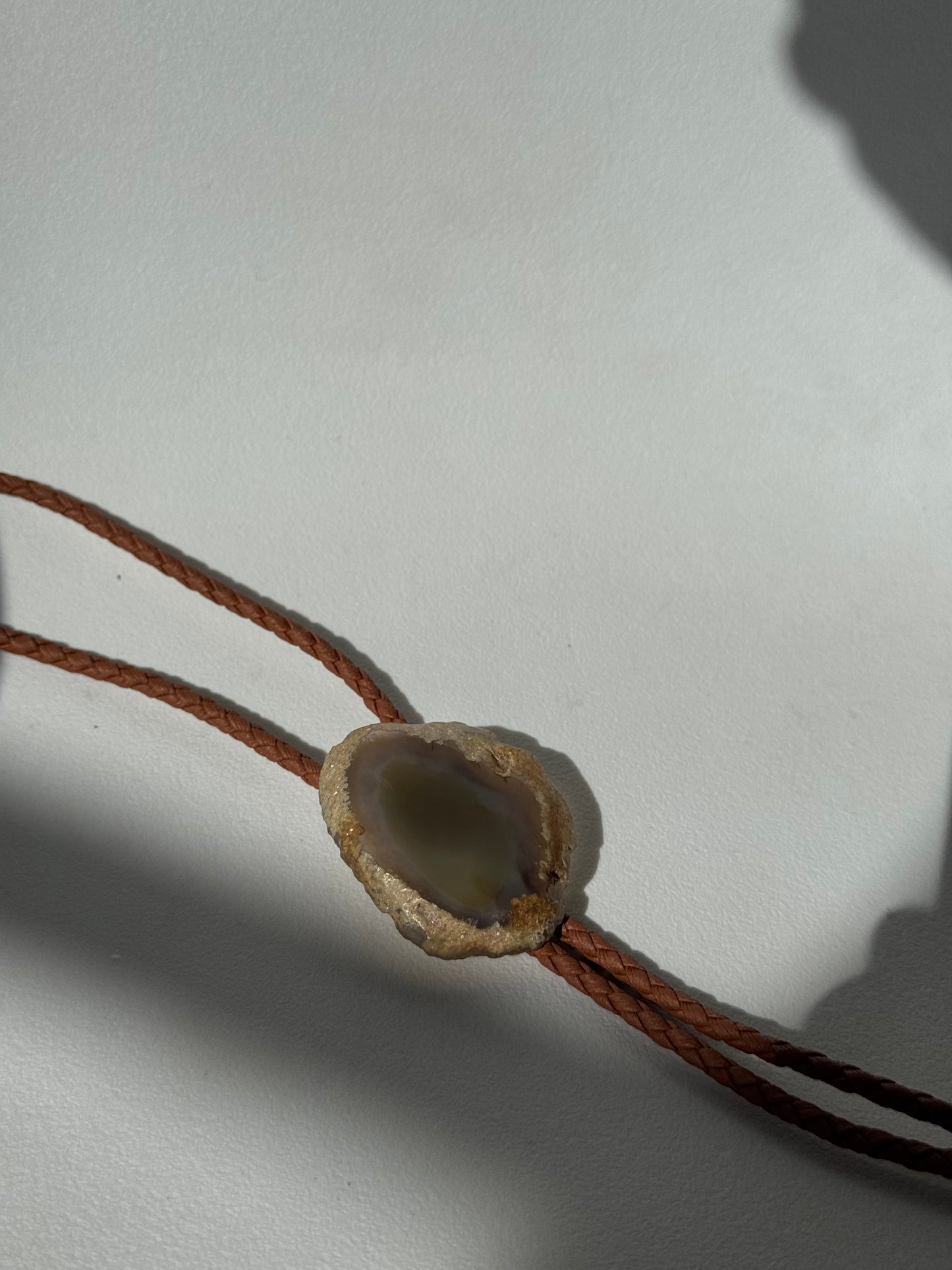 Handmade Agate Bolo Tie In Honey