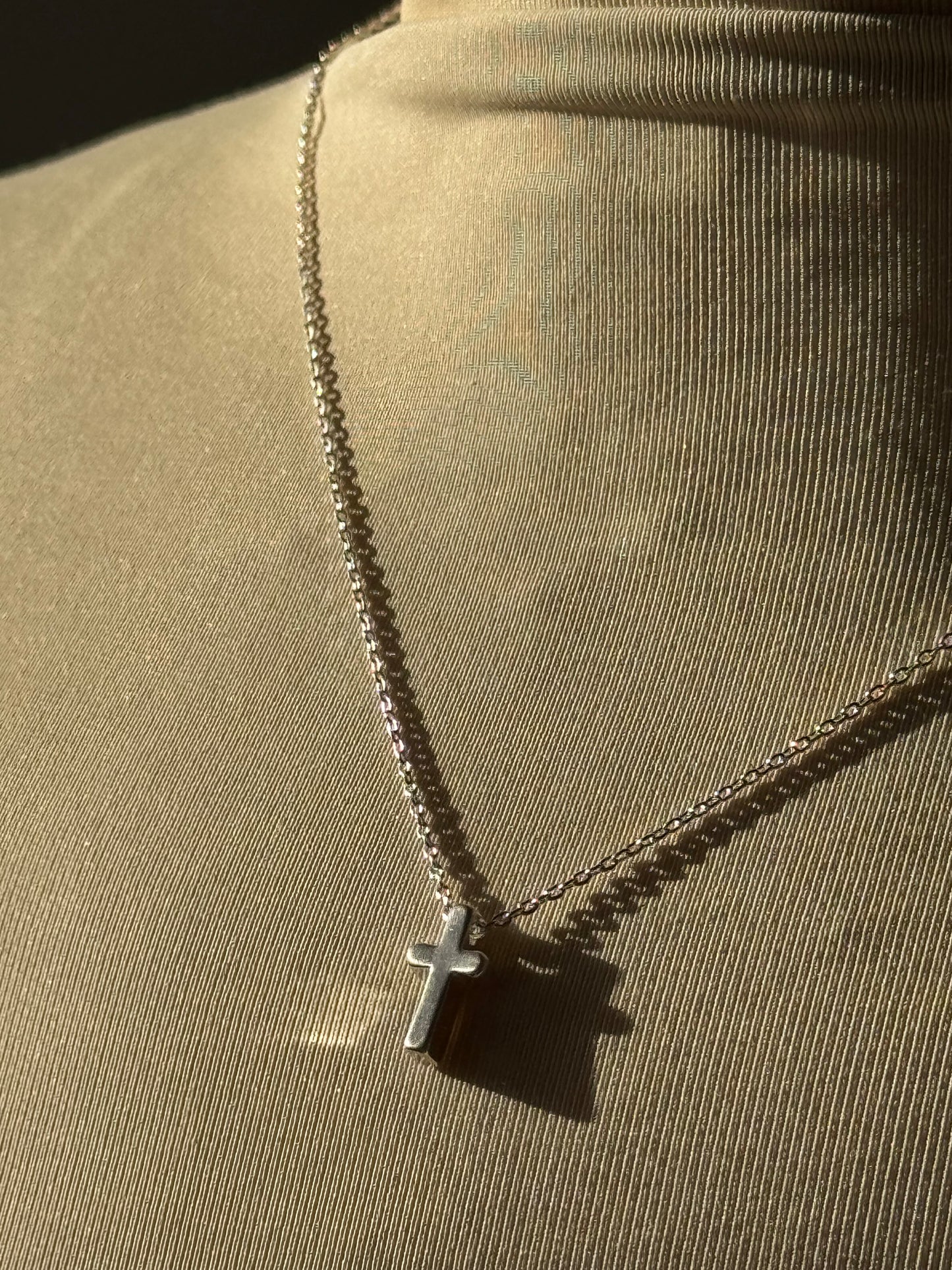 April Mini Cross Necklace in Silver