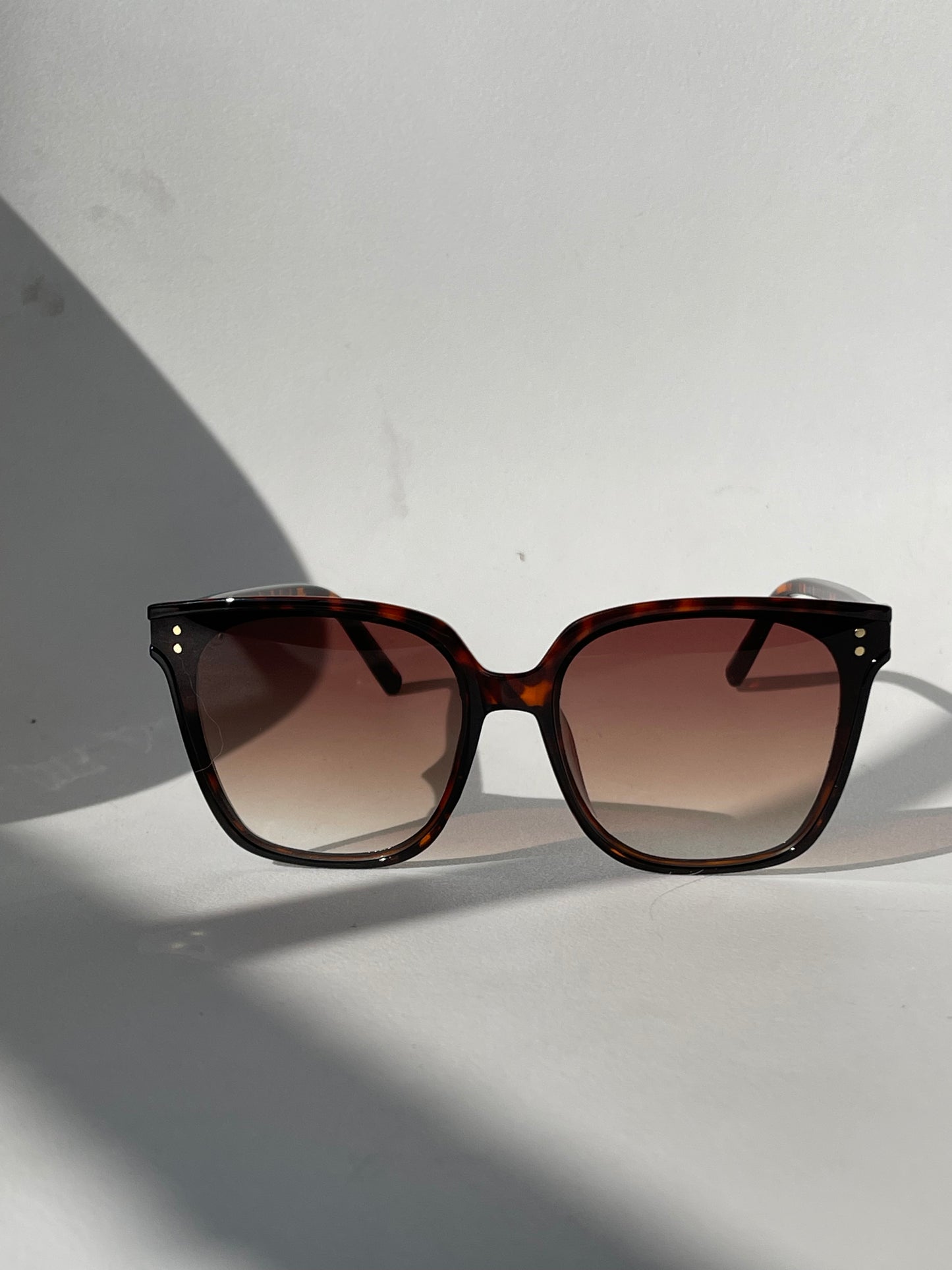 Susan Double Stud 70s Style Sunglasses In Tortoise