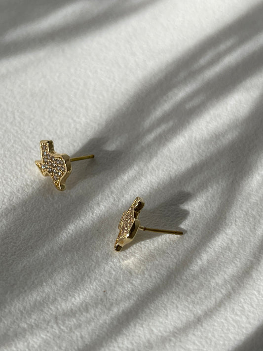 Texas Rhinestone Charm Statement Mini Stud Earring In Gold