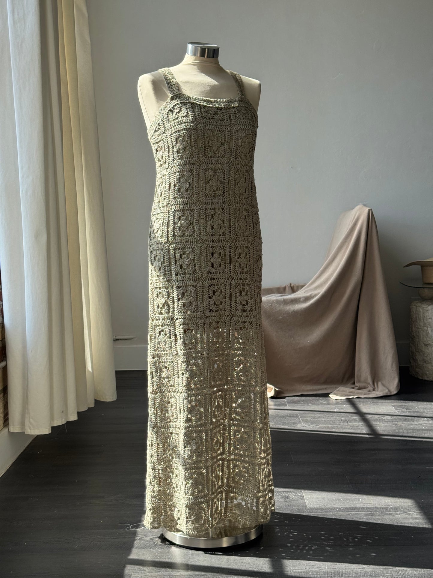 Melissa Cotton Crochet Maxi Dress In Sage