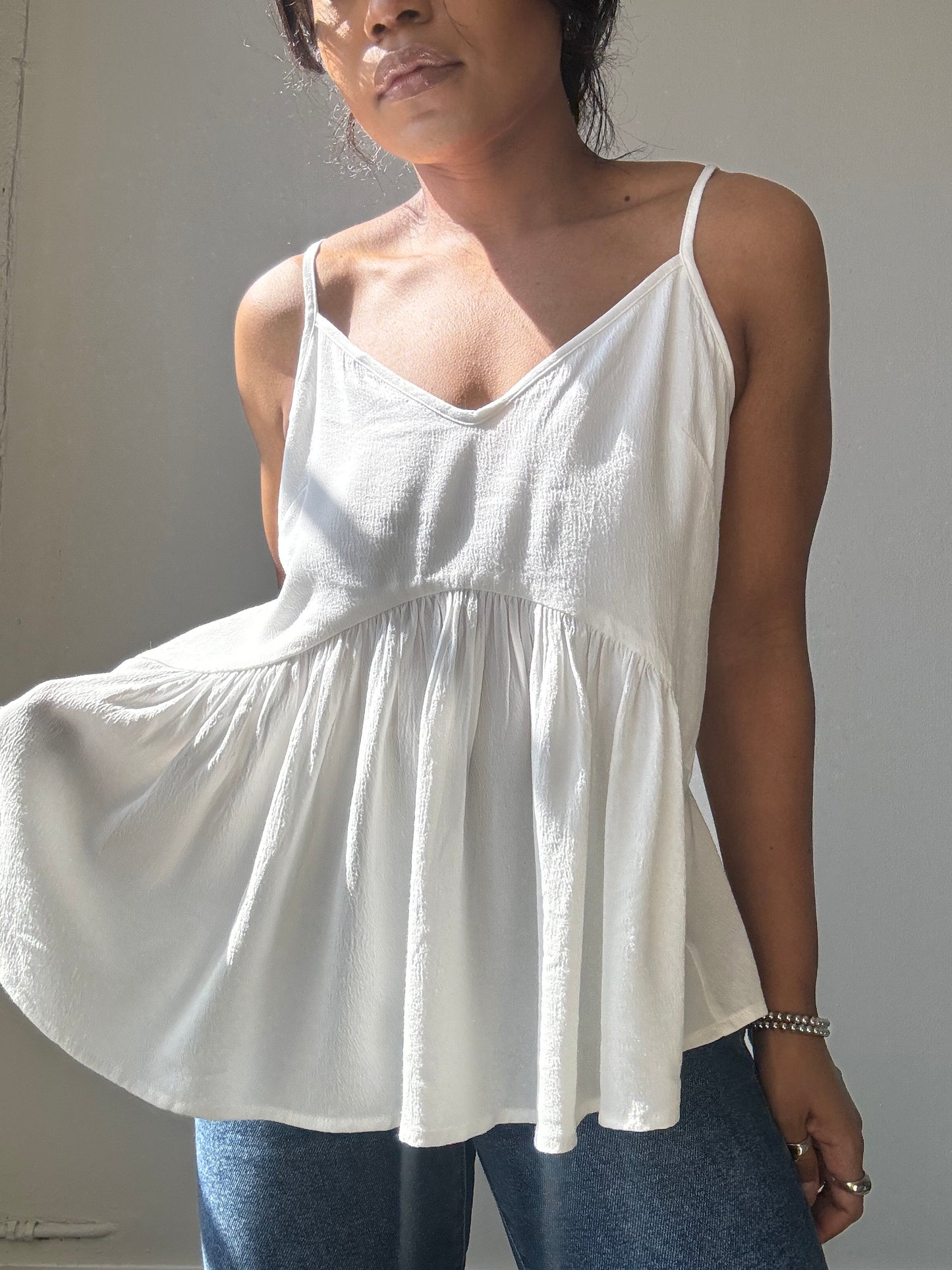 Sydney Cotton Open Back Cami In White