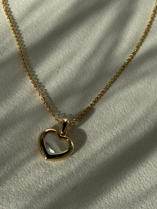 Marble Heart Charm Gold Dipped Necklace In Gold
