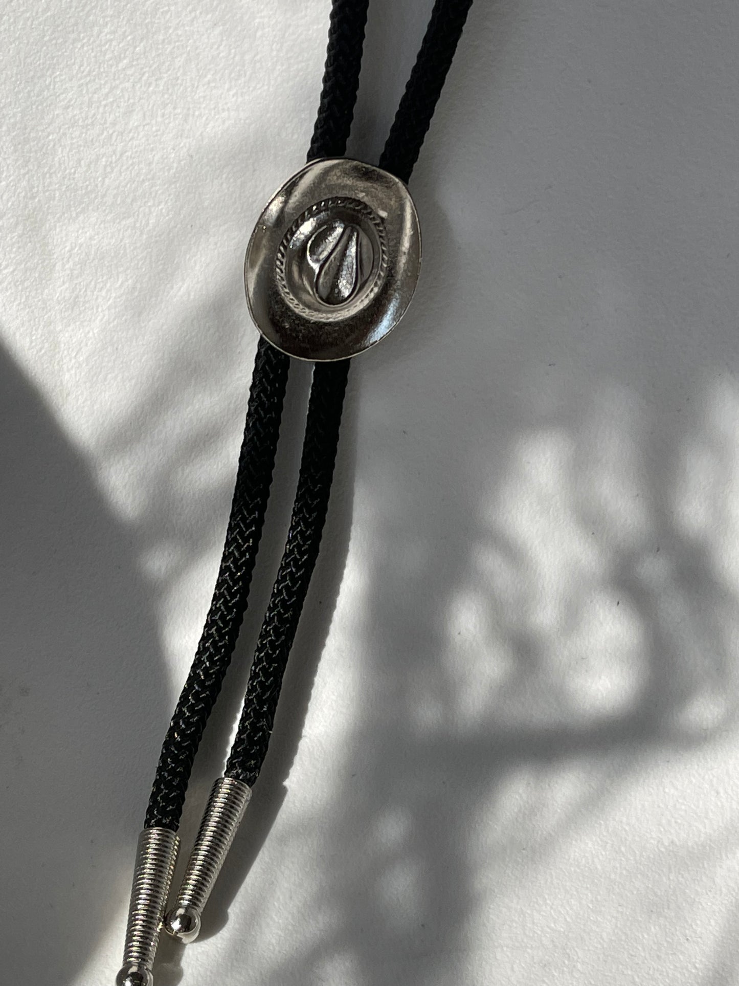 Silver Hat Handmade Black Cord Bolo