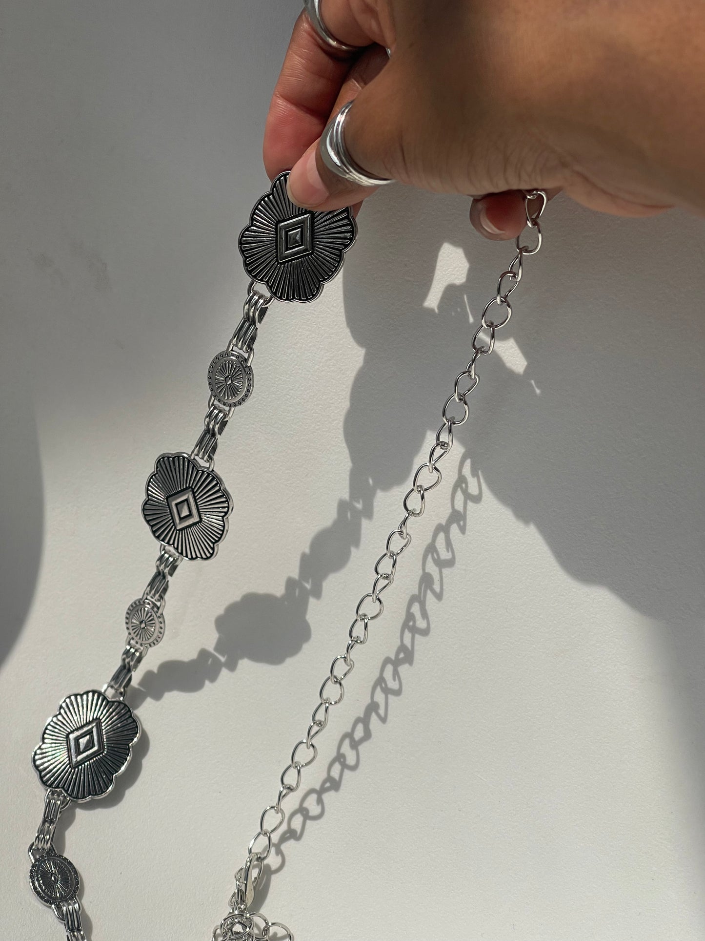 Odessa Classic Metal Western Chain Belt In Silver