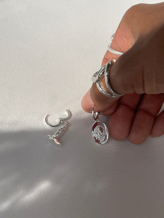 Yoakam Cowboy Boot & Hat Drop Earring In Silver