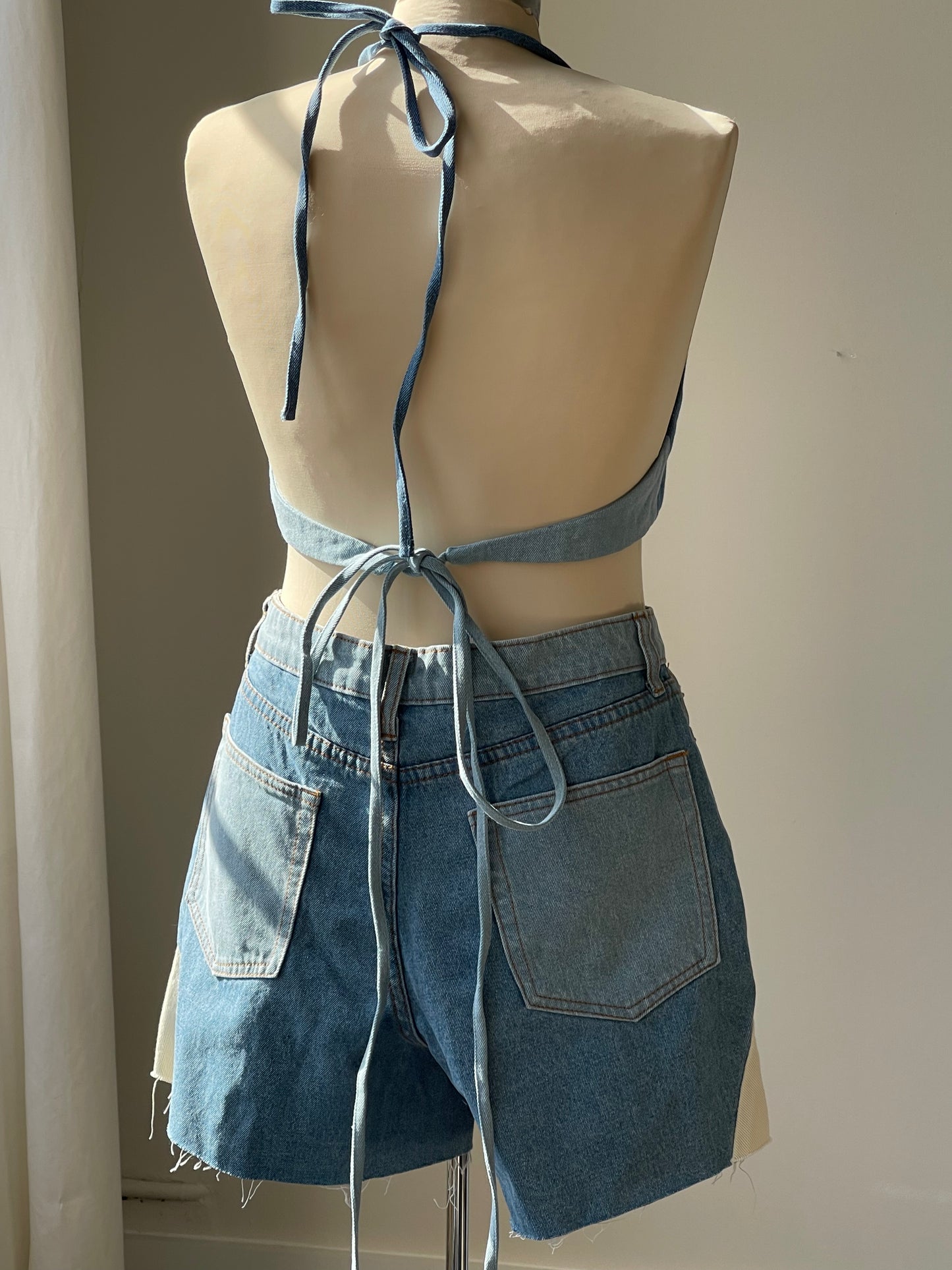 Susie 70s Style Denim Bikini Wrap Top