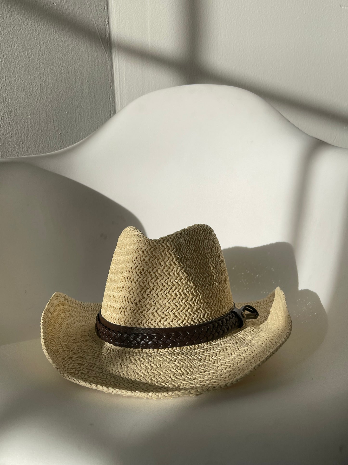 Casey Braided Belt Woven Cowboy Hat In Taupe