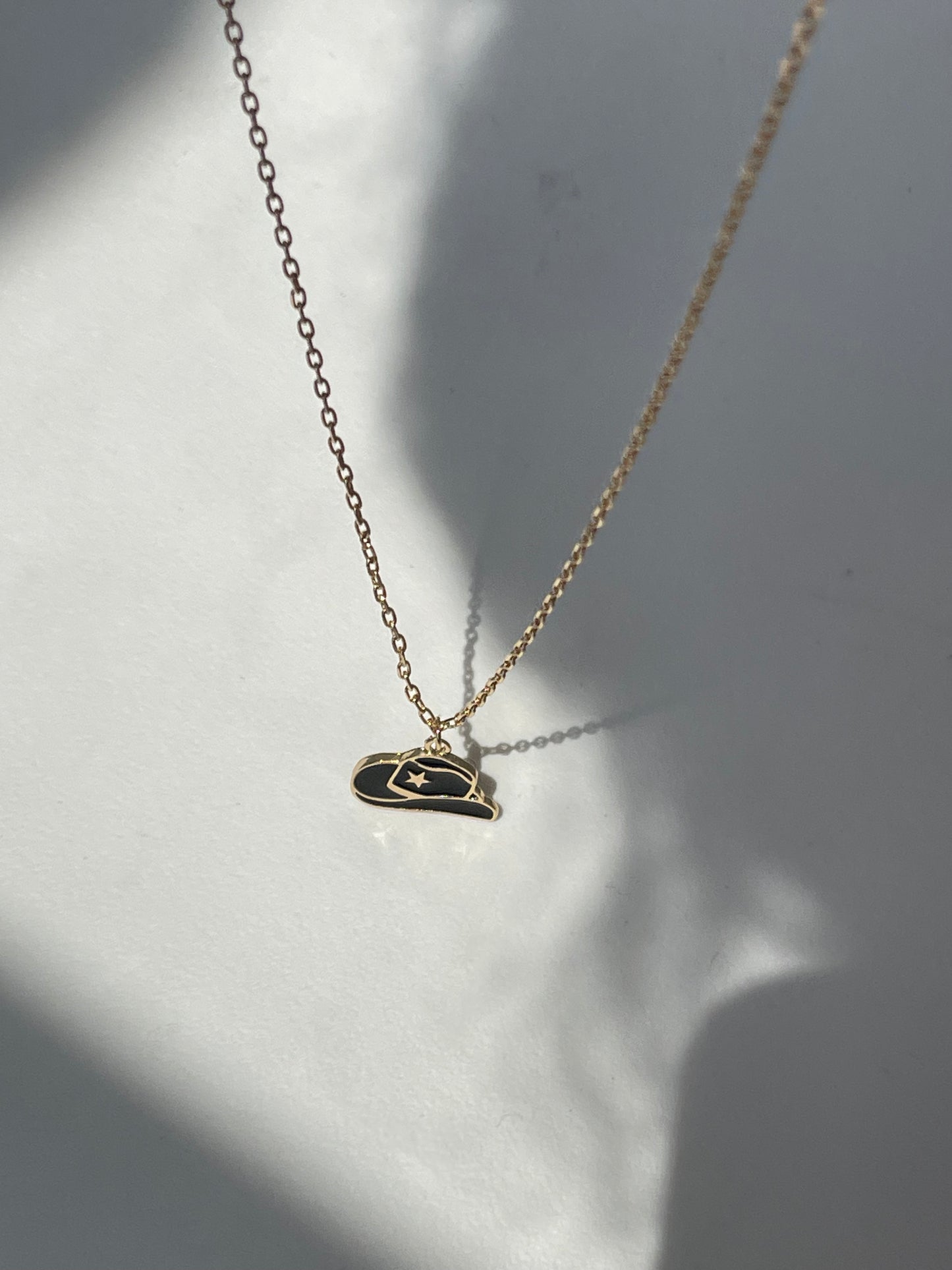 Cowboy Hat Charm Necklace In Black