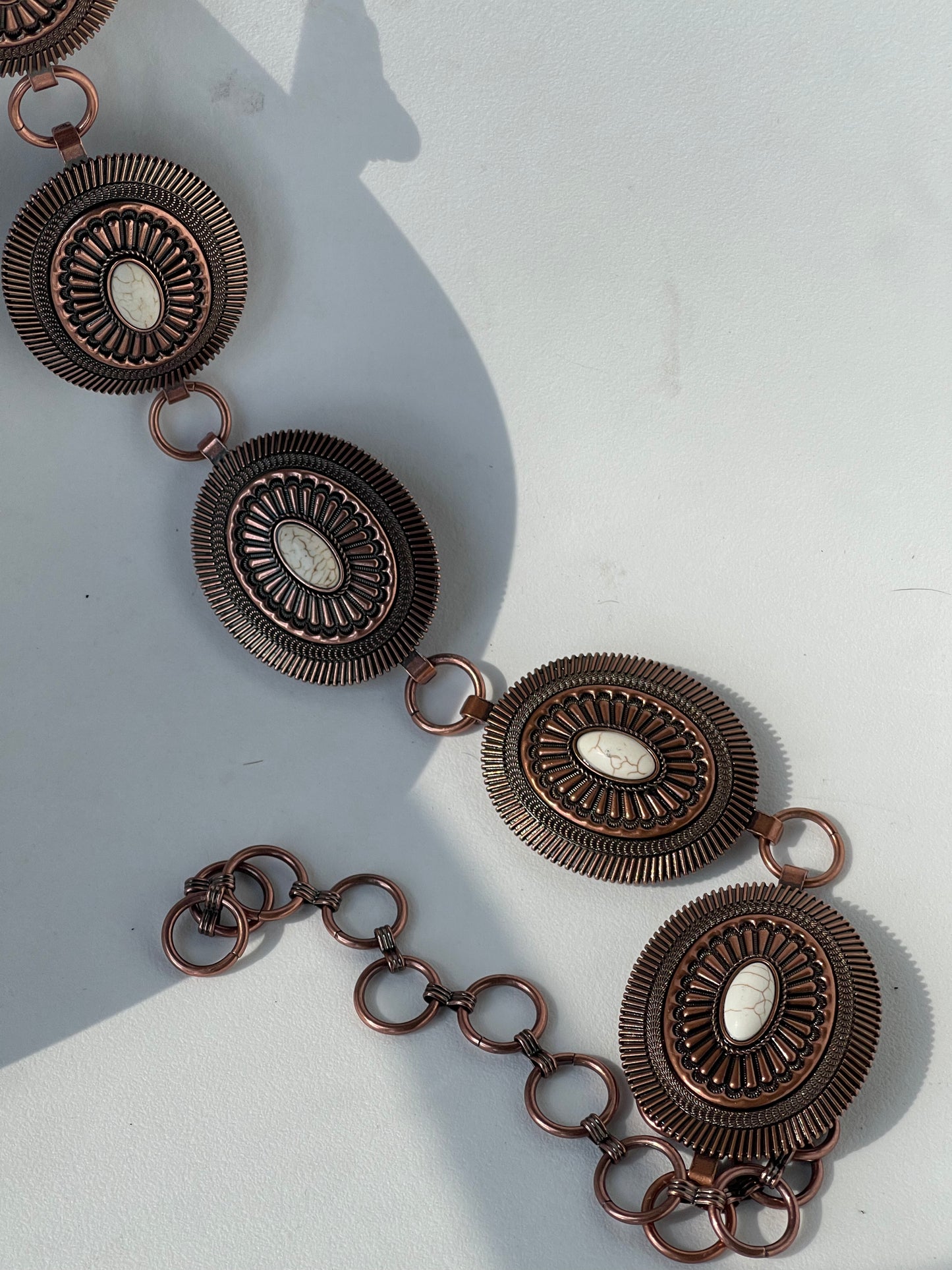 Lila Classic Marble Concho Metal Belt In Copper